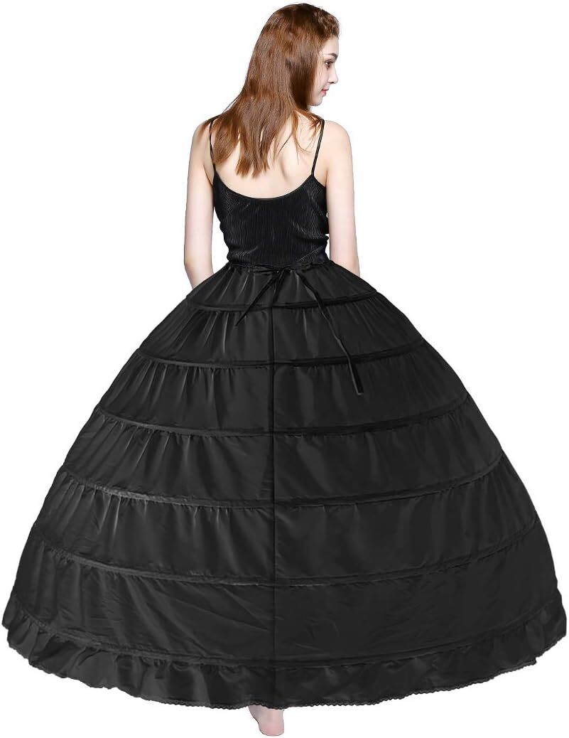 Full 6 Hoop Skirt Floor Length Crinoline Underskirt Wedding Dress Petticoat