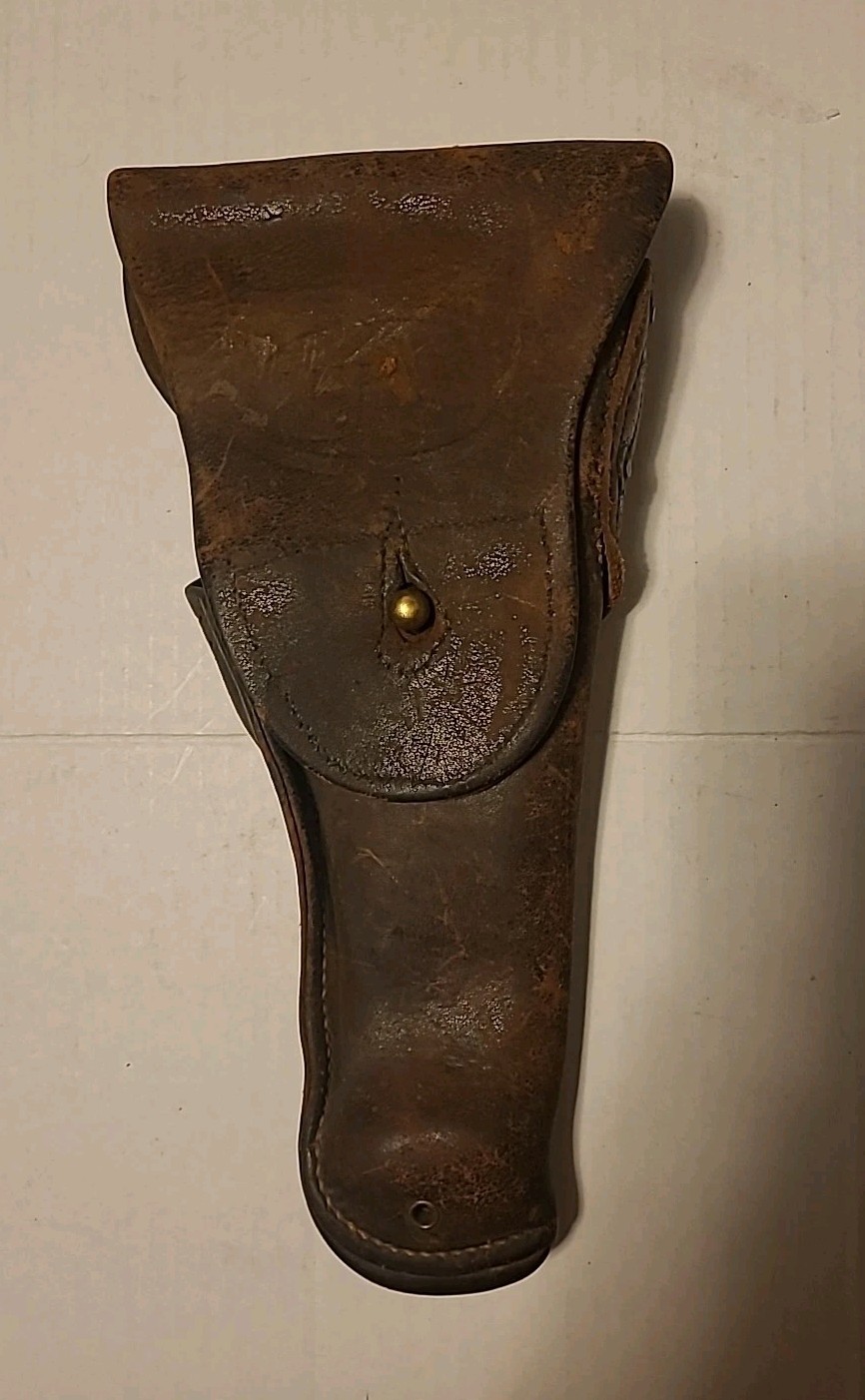 Vintage WWI Era HOYT 1918 JJM Flap Holster Brown Leather 10" L