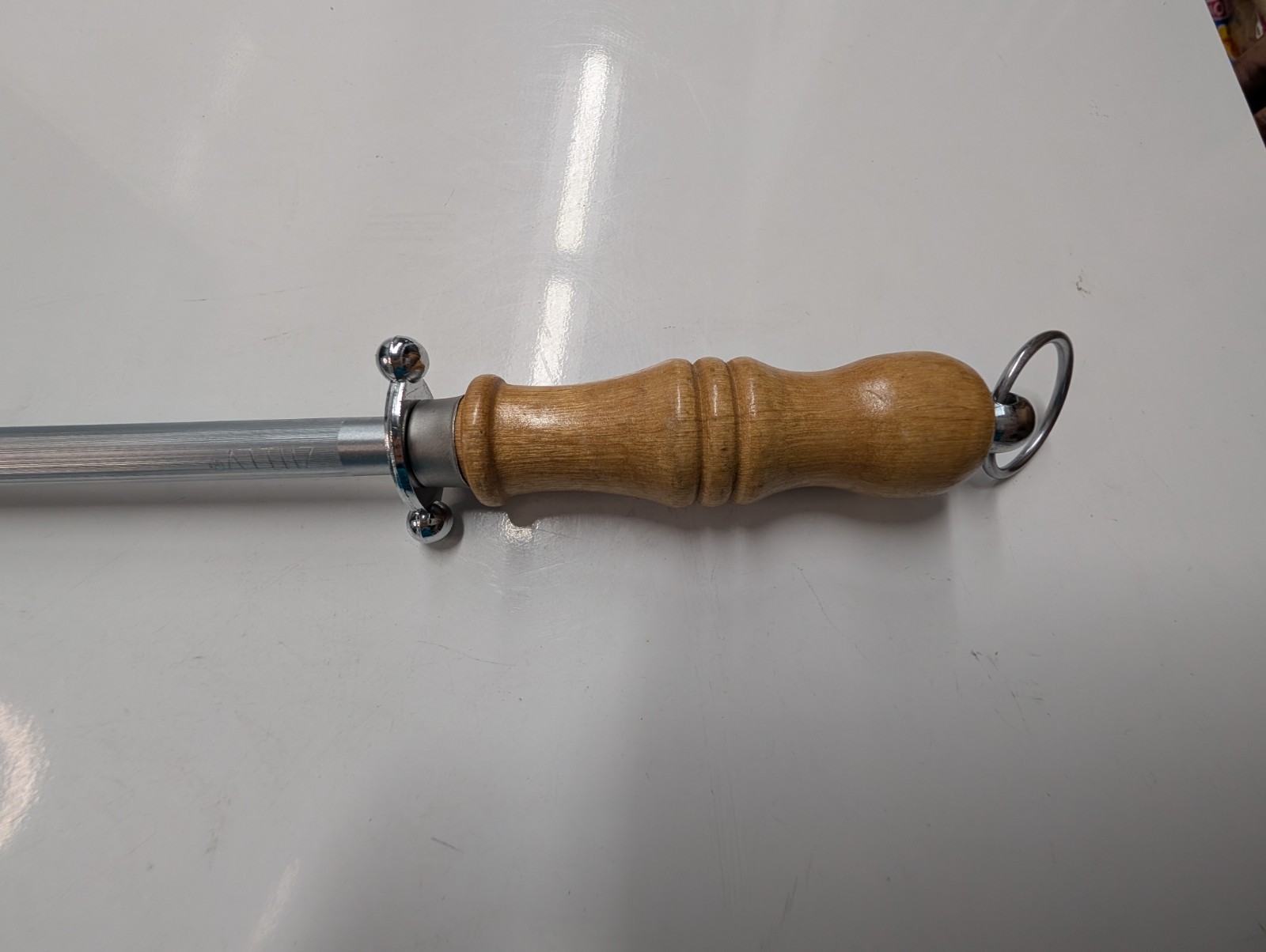 Knife Sharpening Honing Rod 320 Wood Handle 14” Steel 20" Overall