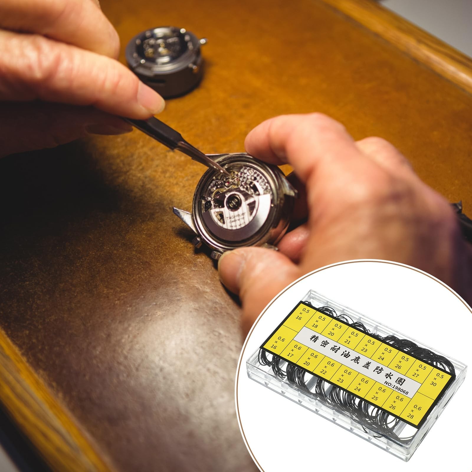 Ptwola 180 Pcs O Ring Watch Gasket Watches Sealing Back Cover Black