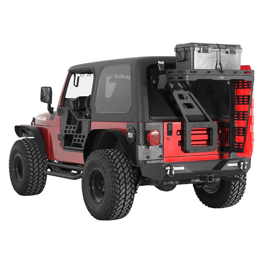 Hooke Road Tailgate Basket Rear Cargo Rack w/ Hinge for Jeep Wrangler TJ 97-06