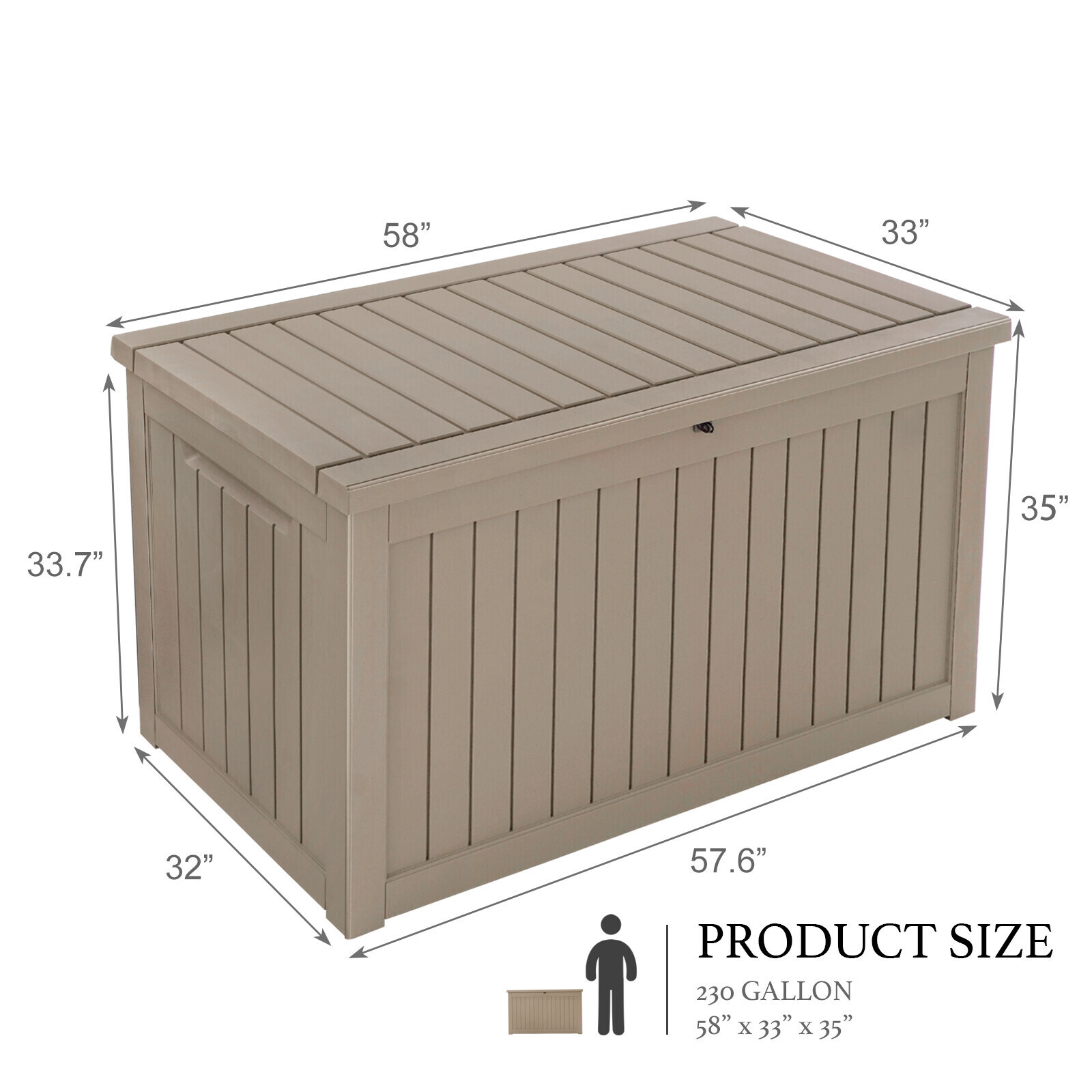 230 Gallon Deck Box Storage Outdoor Patio Chest Organizer Furniture Garden Bench