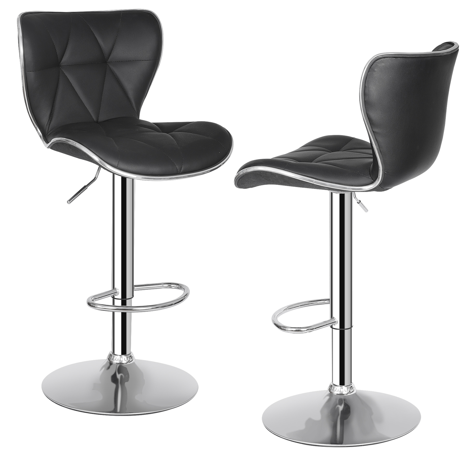 Set of 4 Swivel Bar Stools w/Shell Back Ajustable Height Footrest Design Home