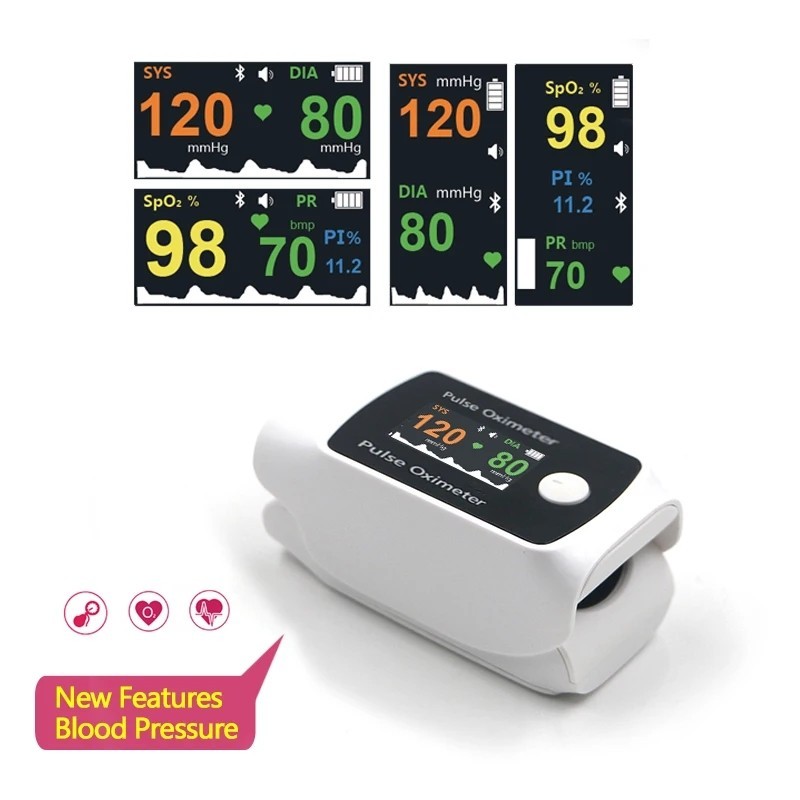 New 2-in-1 smart fingertip pulse oximeter with blood pressure measurement