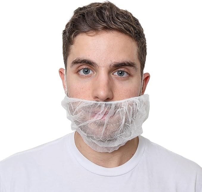 18" White Beard Covers Disposable Hair Nets Latex-Free - Clearance Stock