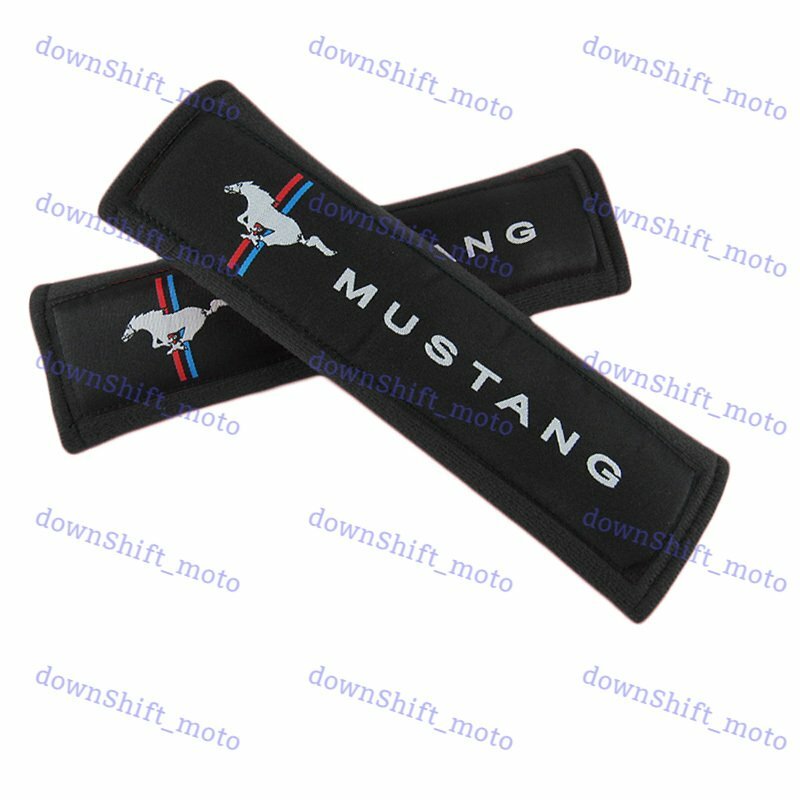 2PCS Black Soft Car Seat Belt Shoulder Cushion Cover Pad Fit For Mustang Auto