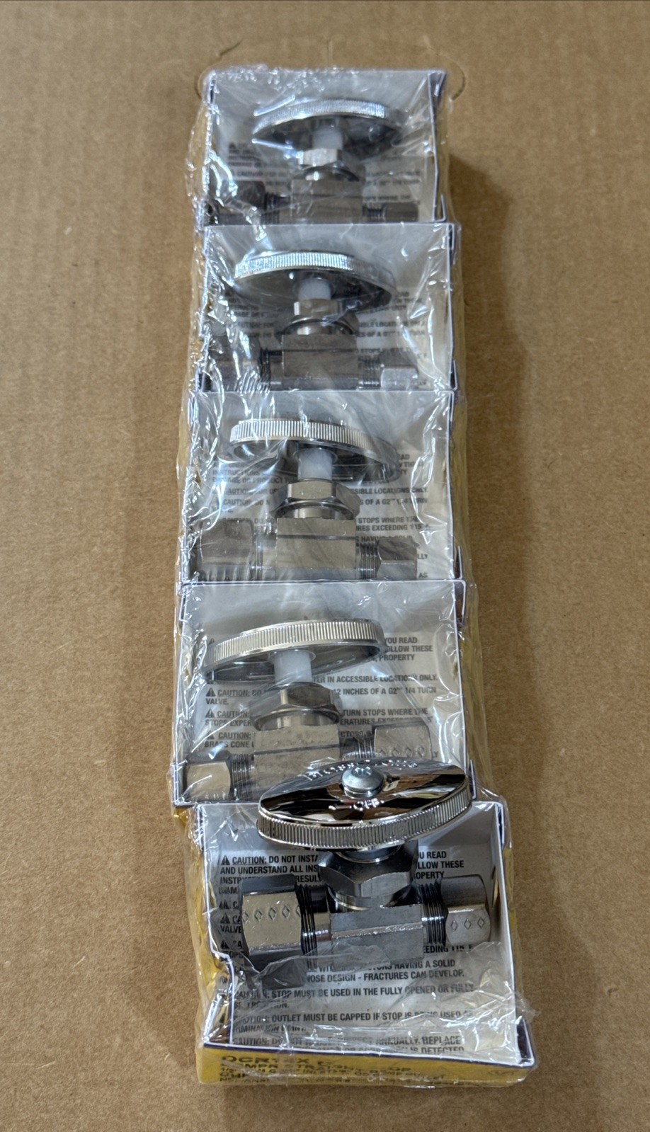 5-Pack BrassCraft OCR14X C 1/2 X 3/8 Compression Straight Stop Valve, New