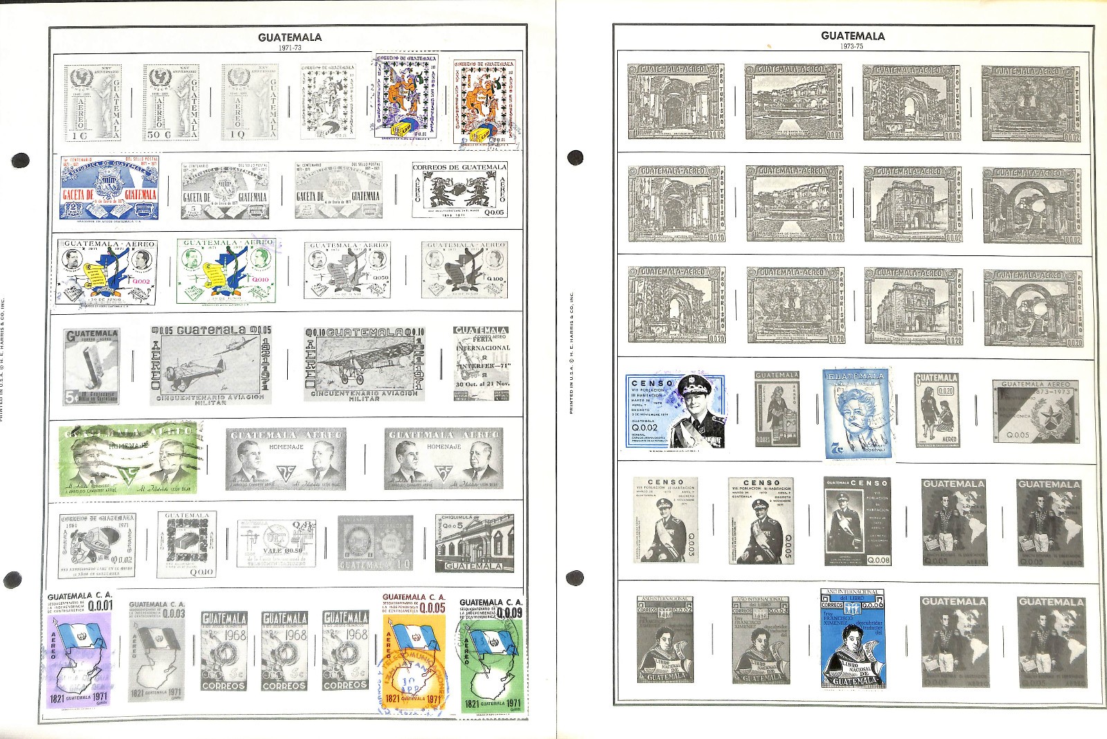 Guatemala Stamp Collection on 25 Harris Pages, 1902-1986 (BH)
