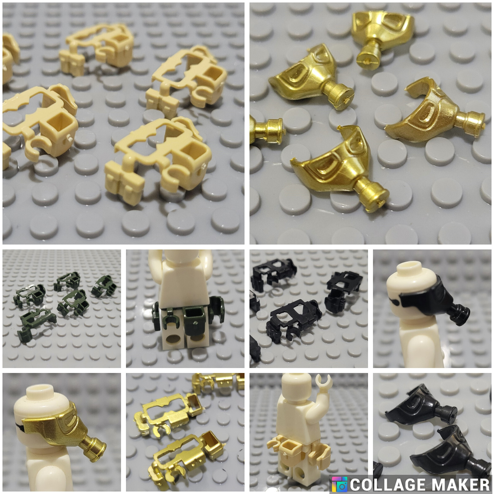 5x UTILITY BELTS OR GAS MASK Lego Minifigures - Army Gun Holster Weapon