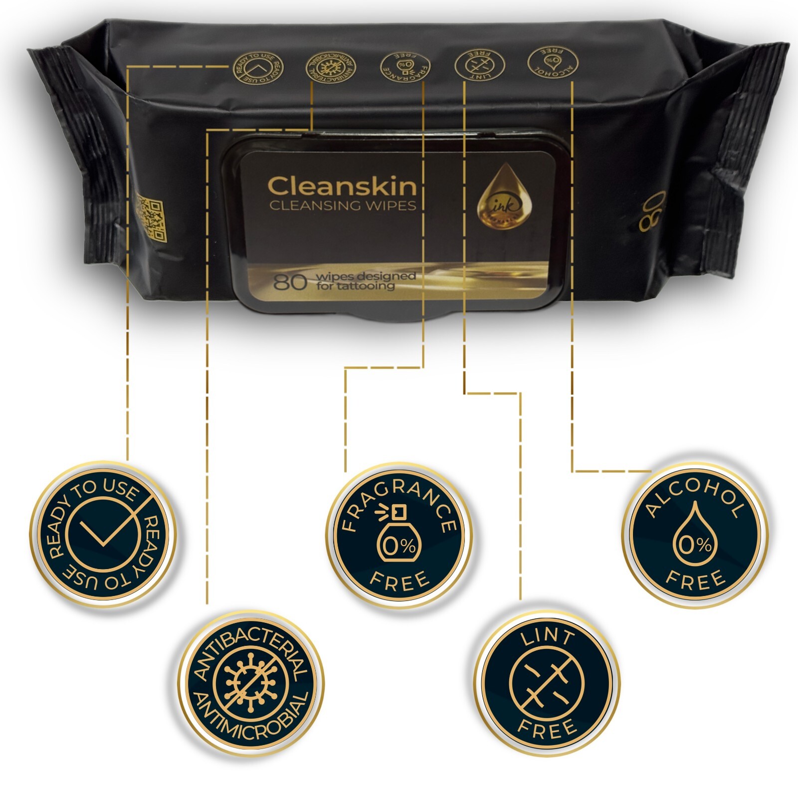 CleanSkin Cleansing Safe Green Soap Tattoo Wipes for To Heal and Clean Tattoos
