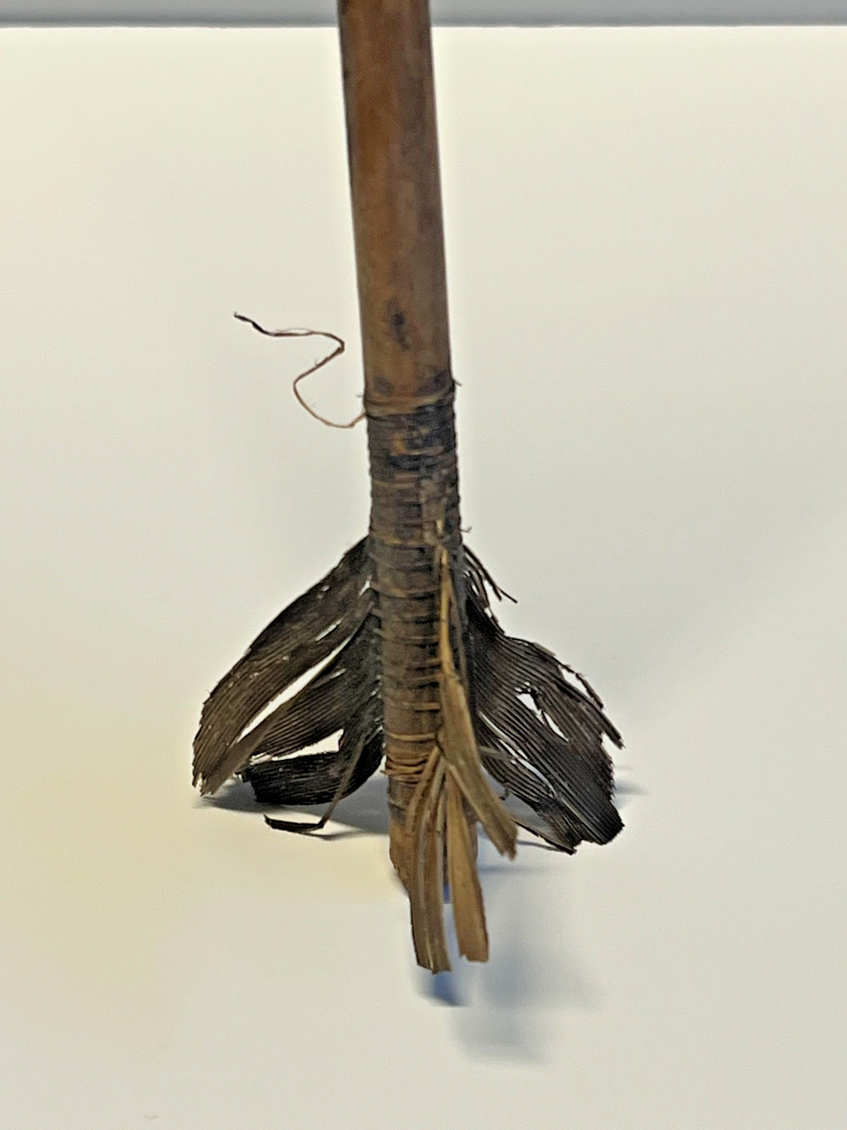 Original Native American Indian Arrow; Wood Tip; Feathers; Sinew; #B2