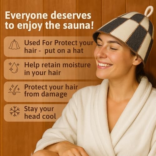 Wool Sauna Hat Checkered - Wool Banya Hat Sauna Cap for Men - Sauna Cap for
