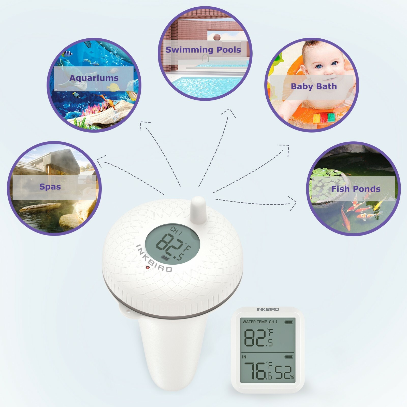 Inkbird Wireless Floating Thermometer 300ft Remote Measure Pool Pond Waterproof
