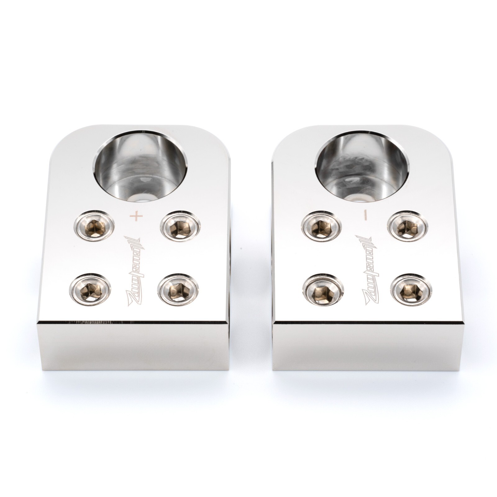 Pair ILL Customz Battery Terminals 0 Gauge 4 Input 1/0 AWG Bolt Down Ends