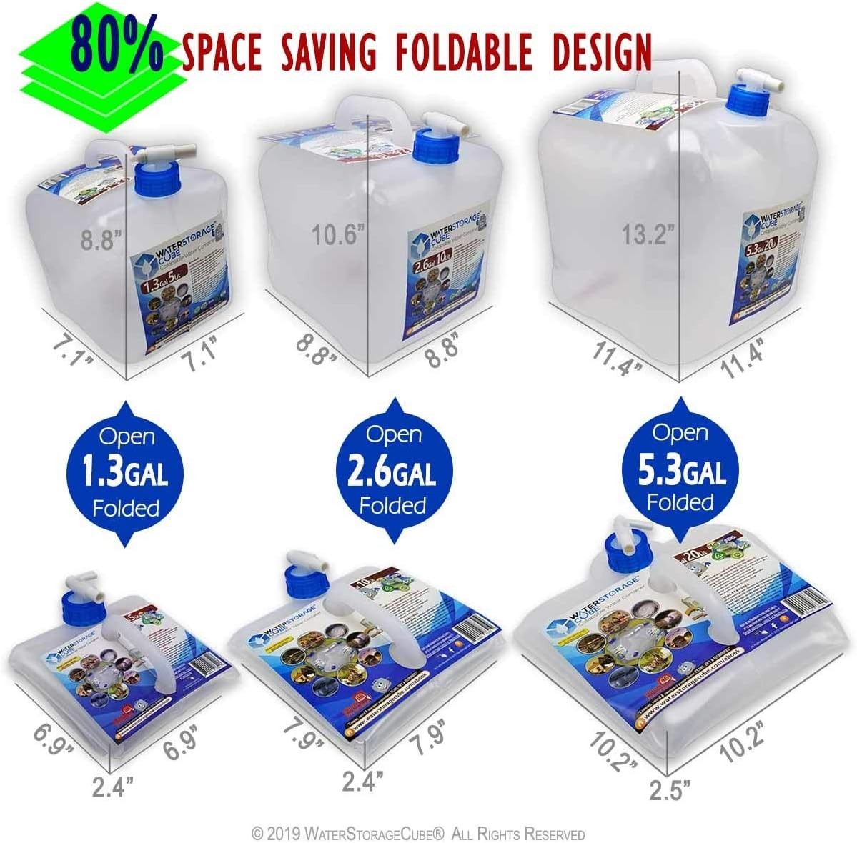 BPA Free Collapsible Water Container with Spigot, Camping Water Storage Carri...