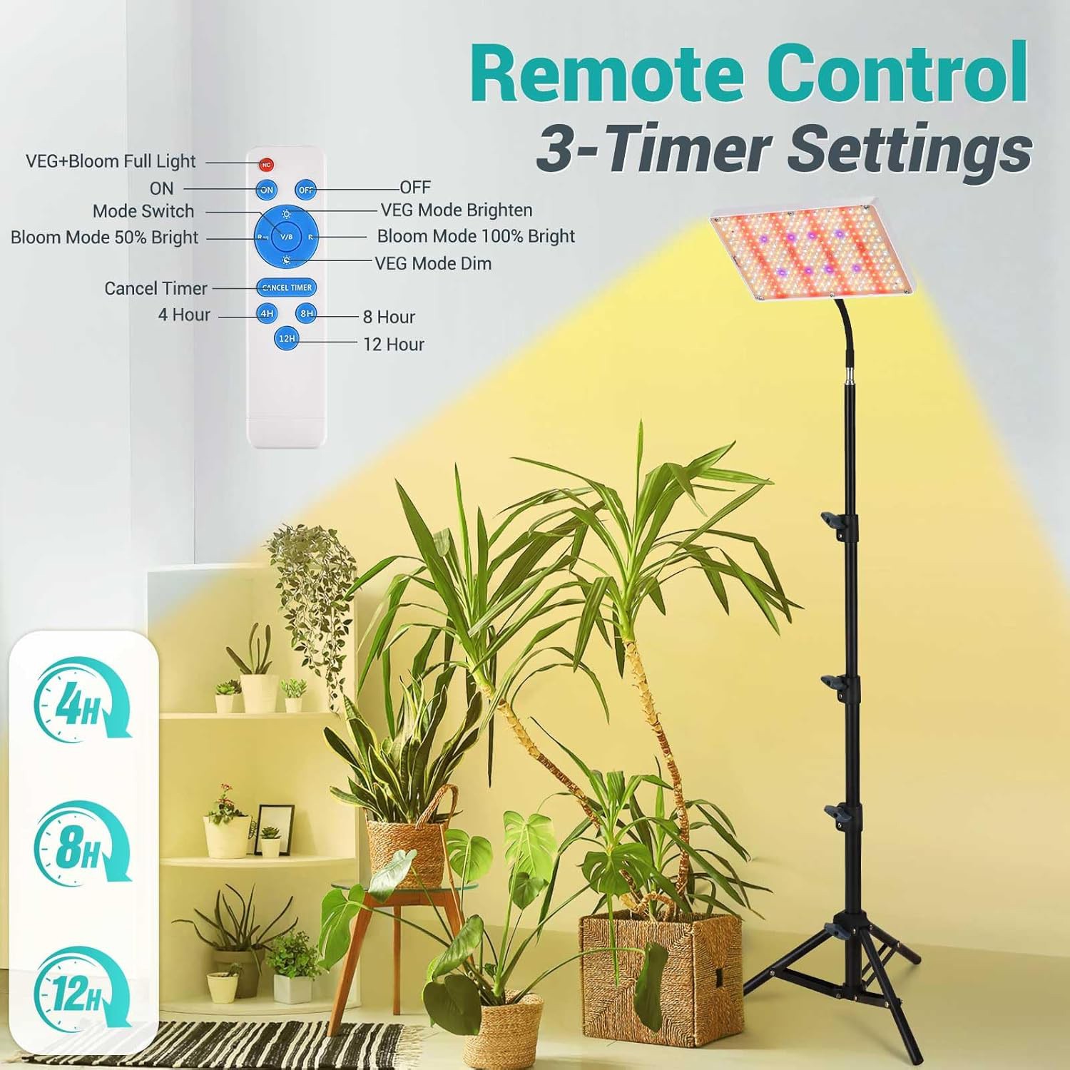LED Full Spectrum Grow Light with Stand for Indoor Plants