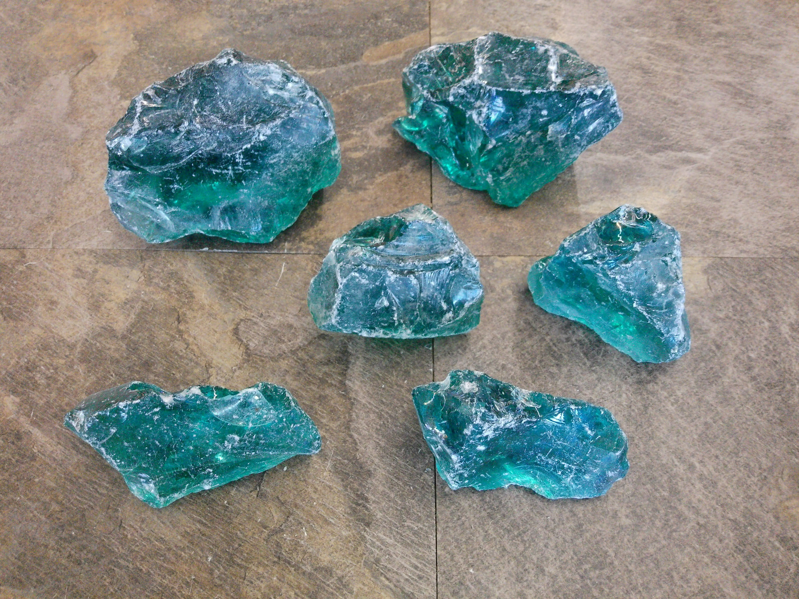 READ Dark Teal Lot 7# Slag Glass Cullet Sorcerer Stone Garden Landscape Aquarium