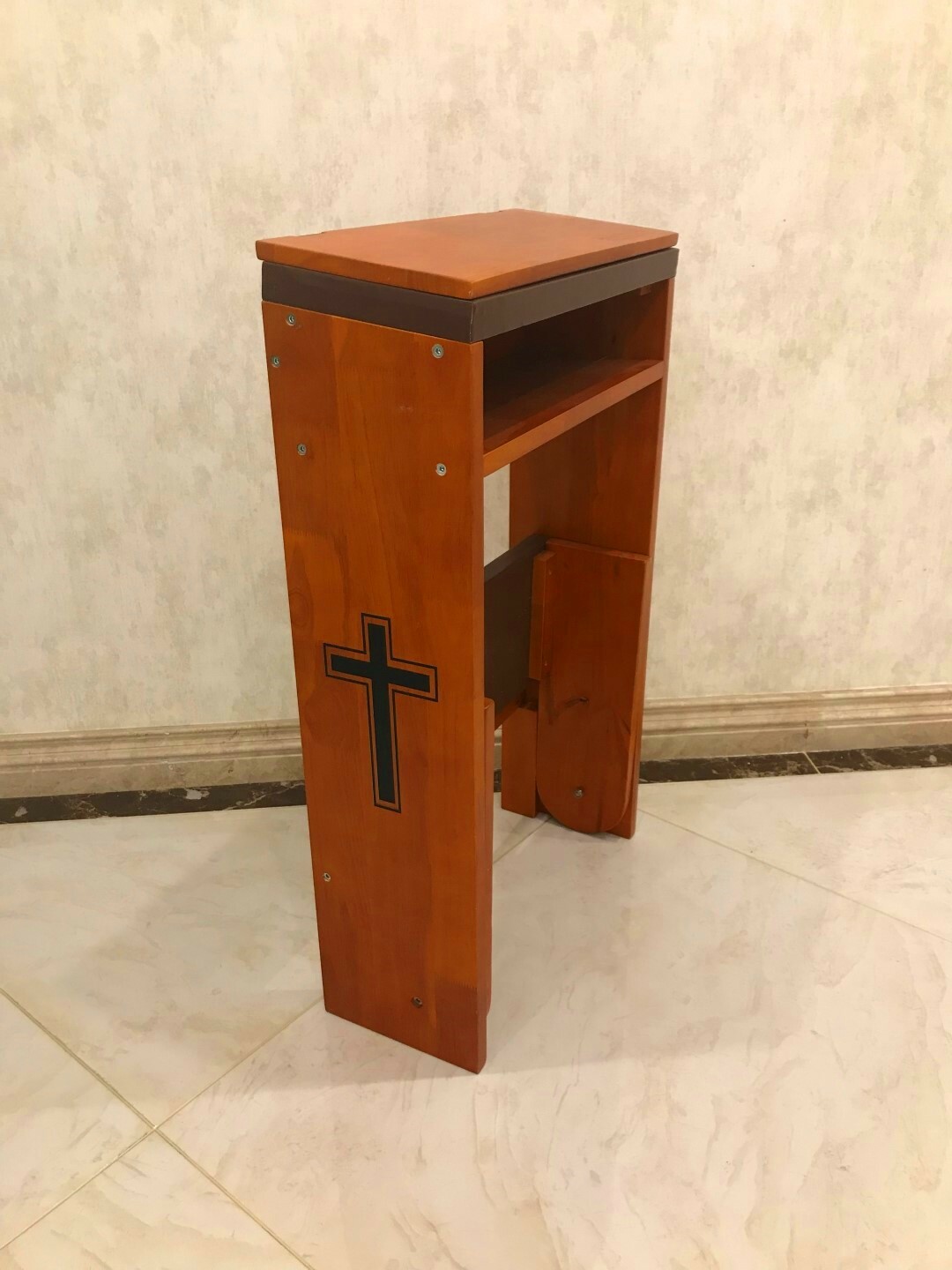 prayer bench stool table chair Padded Kneeler Shelf folding wooden church new