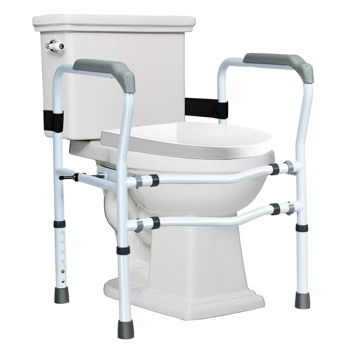 Steel Safety Toilet Rail w/ Created Fixable Clamp Adjustable Handicap Frame