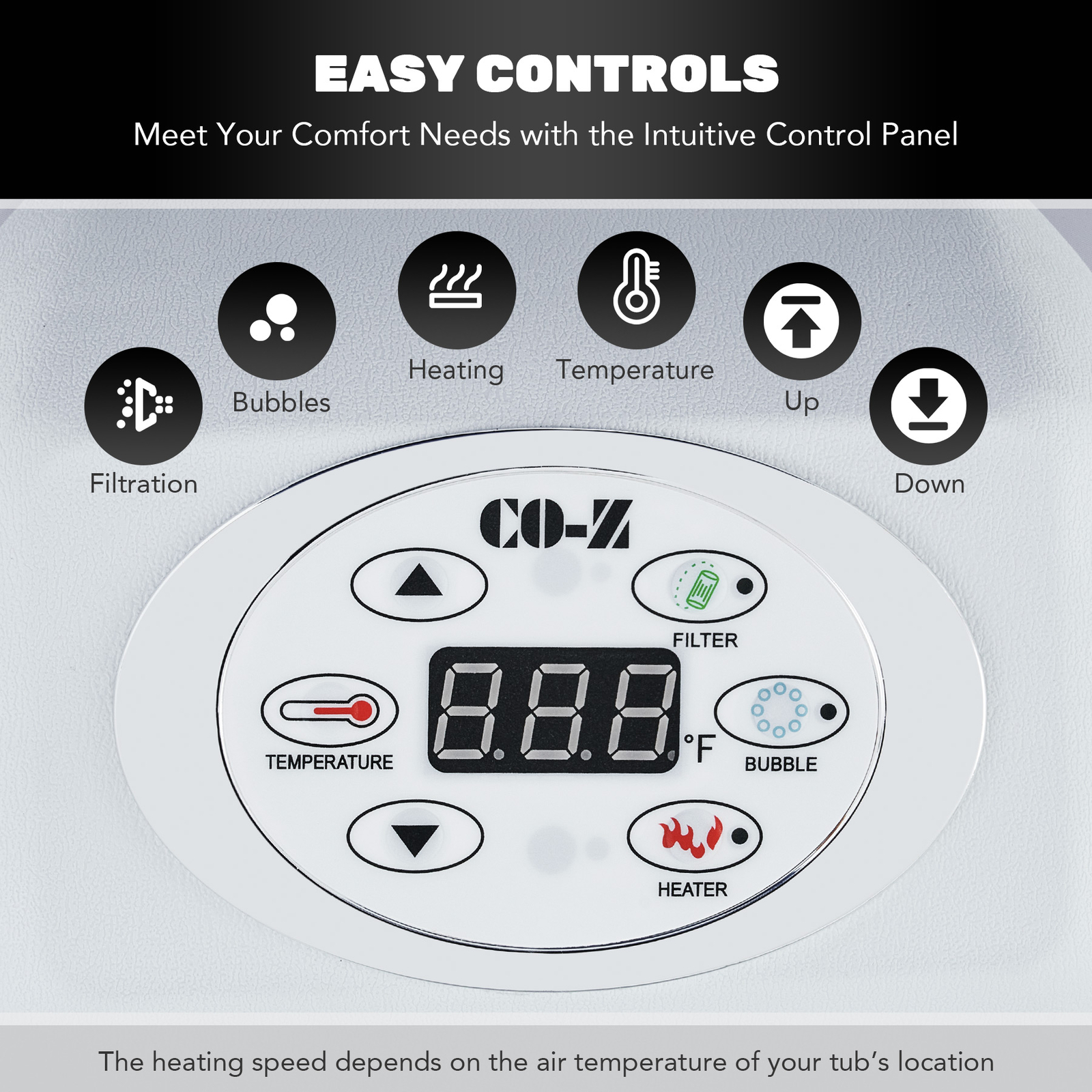 CO-Z Portable Inflatable Hot Tub Spa 130 Air Jets w Pump & Cover 2-7 Person New