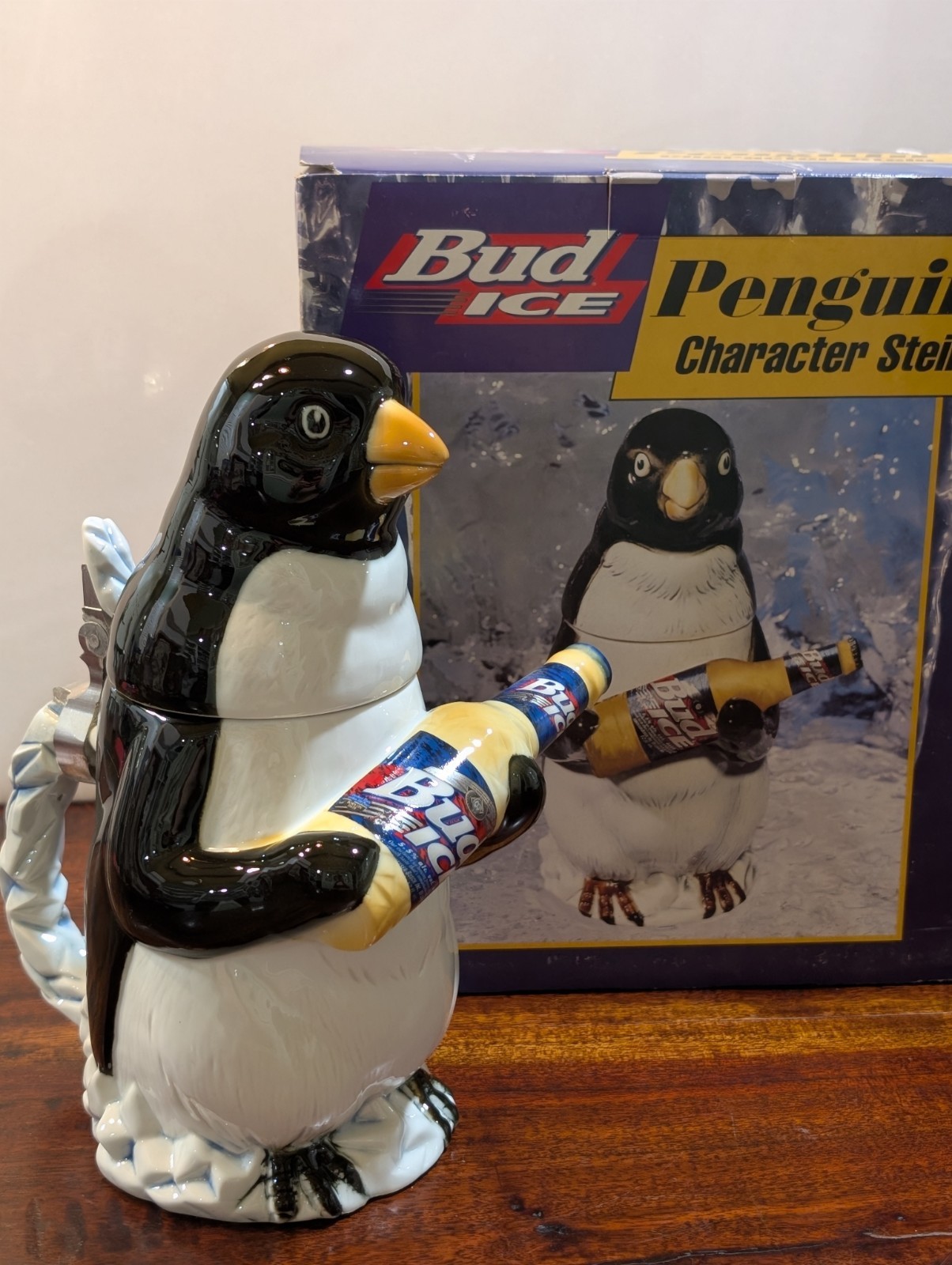 Anheuser-Busch BUD ICE PENGUIN STEIN Ceramic Hand Numbered CS315 Albert Stahl