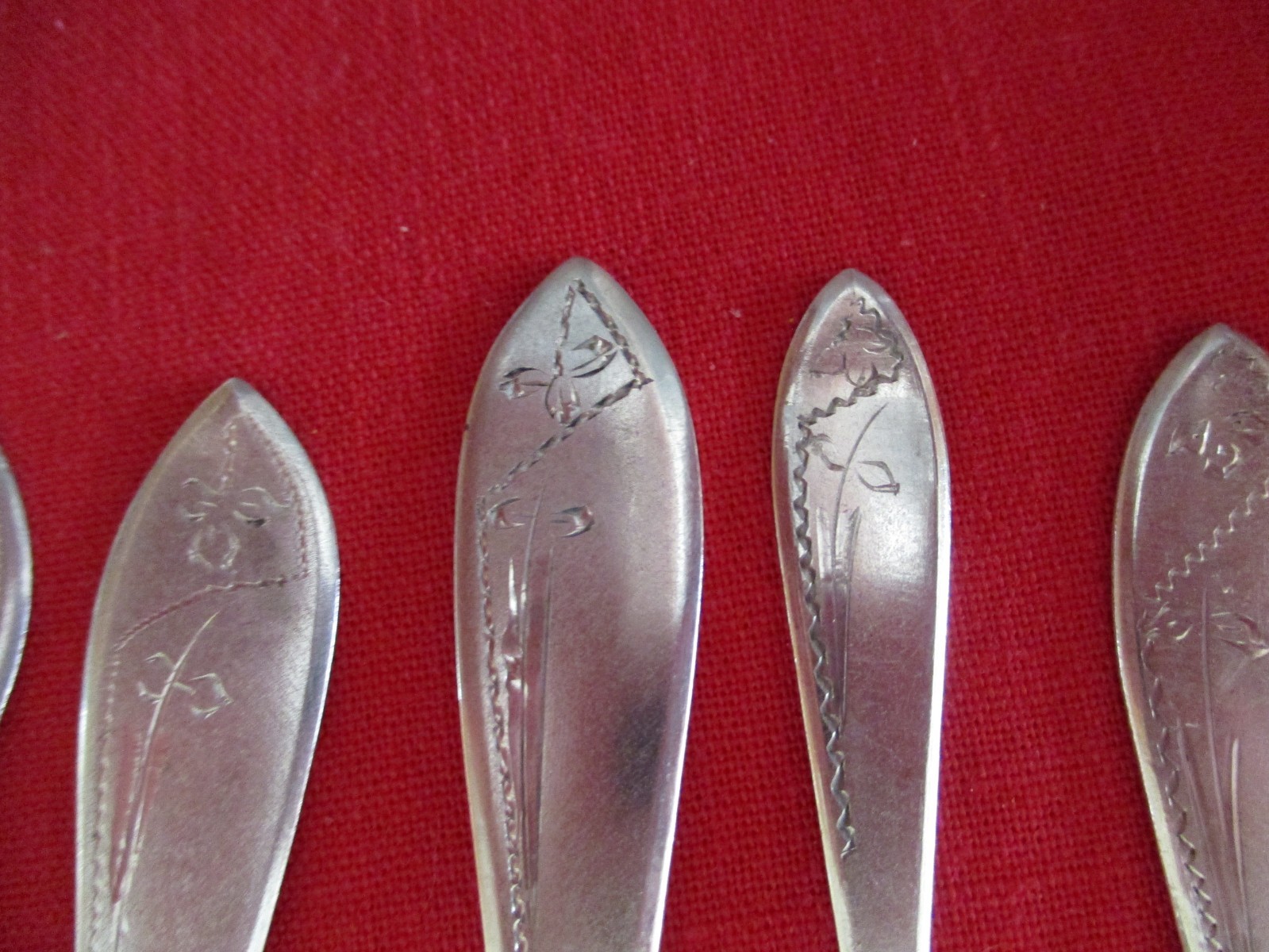 (13) Pc 800 Silver Pastry Set Flatware, 414 Grams, Etched Pattern