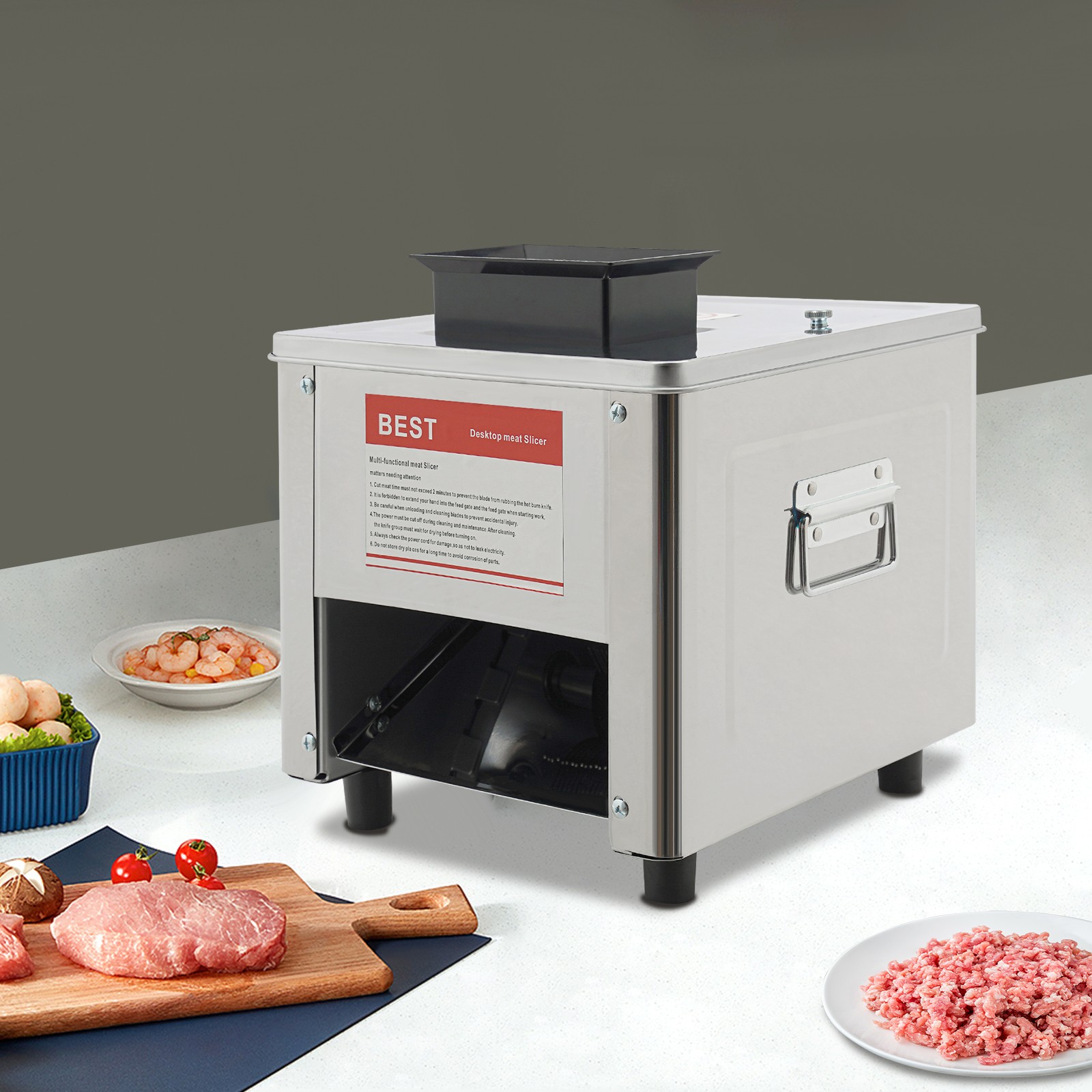 Meat Cutting Machine 150Kg/H Electric Meat Cutter Slicer 10mm Blade 850W 110V