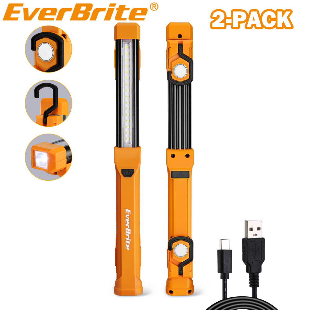 EverBrite 2-PACK 1000LM LED Work Light 4 Lighting Modes Rechargeable Work Light