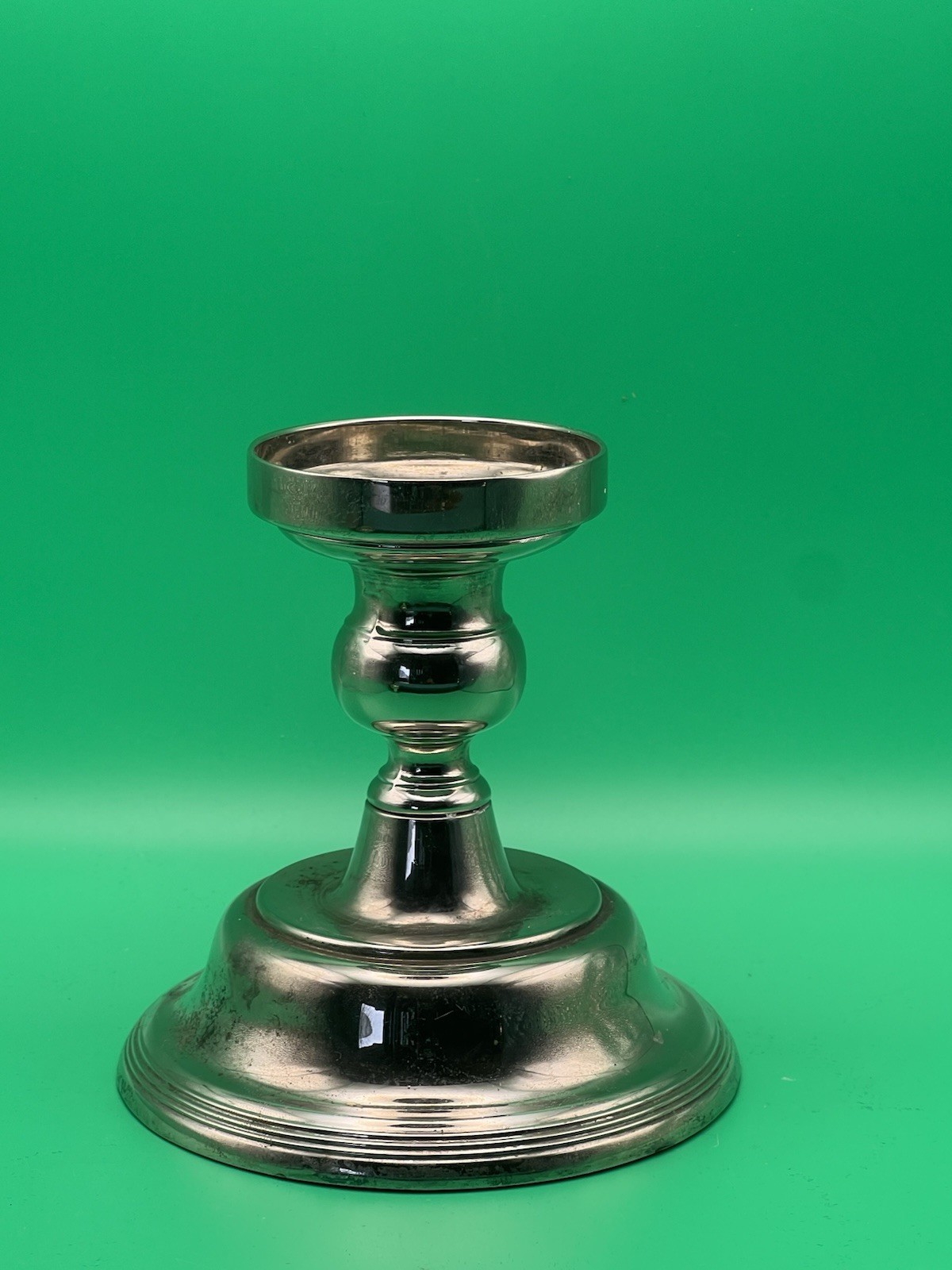 Vintage Silver-Plate Colonial Candlesticks Pair 4.25” Taper Holders Weighted