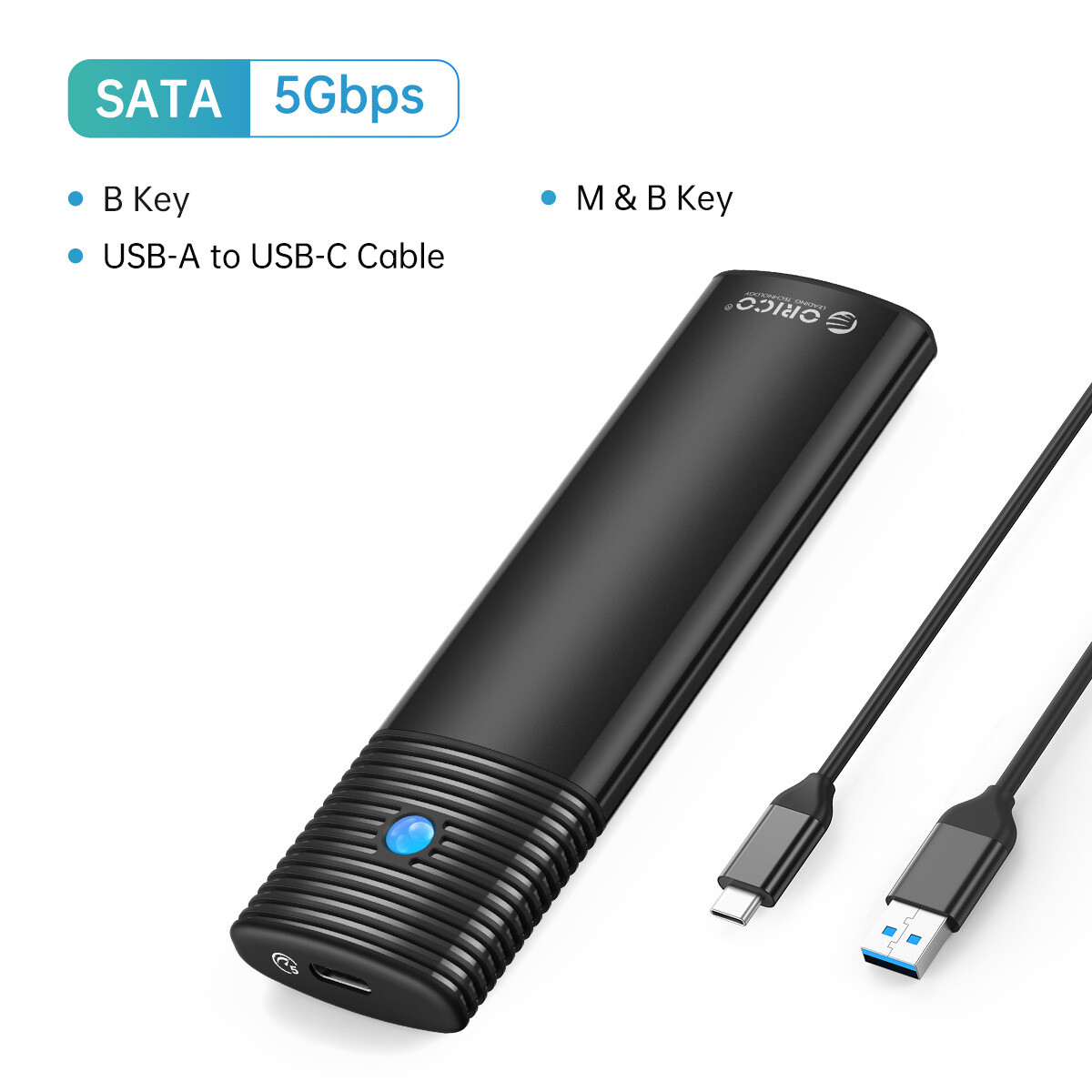 ORICO M.2 NVMe/SATA SSD Enclosure USB 3.2 Gen 2 10Gbps Adapter NVMe 2 in 1 Cable