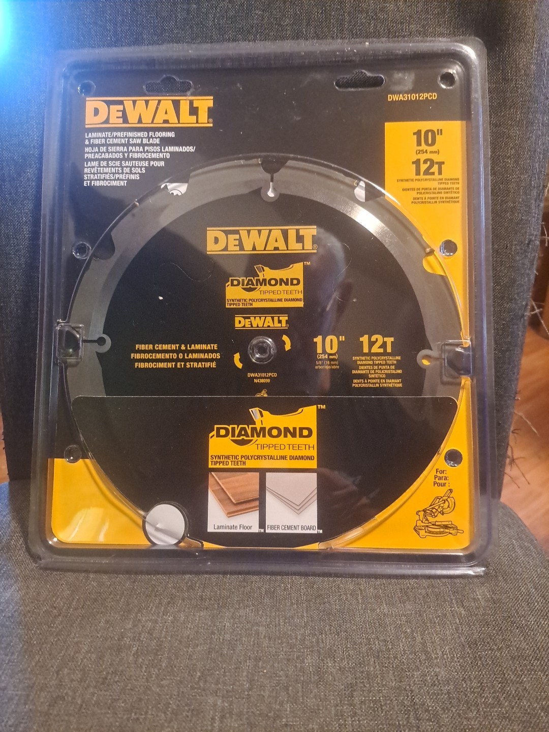Dewalt DWA31012PCD 10” 12T Laminate Prefinished Flooring & Fiber Cement Blade