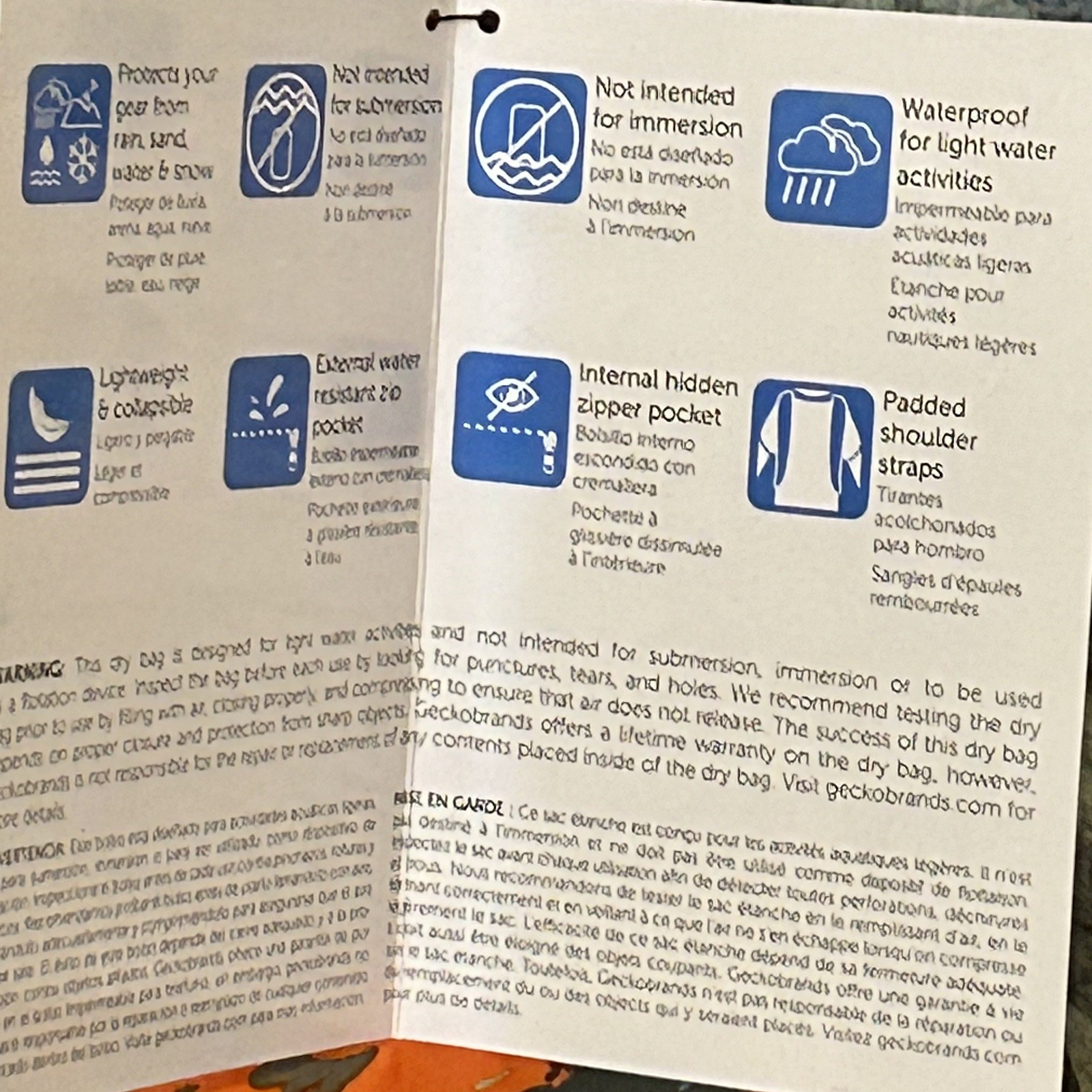 NEW Geckobrands Waterproof Backpack Lightweight 30L Orange Camo Outdoors Sports