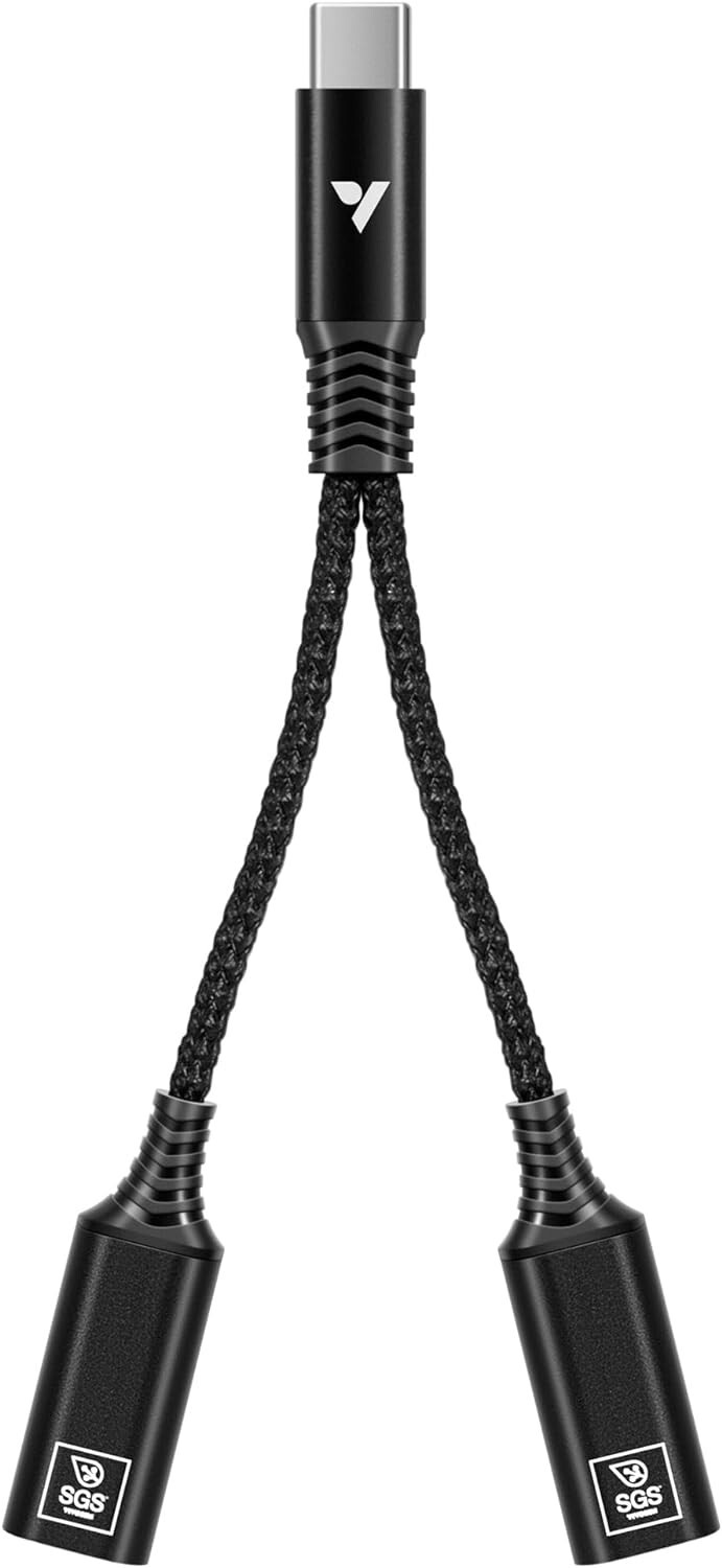 VIVOSUN USB-C Splitter w/1 Male to 2 Female,2-in-1 Type C Splitter,Daisy-Chain