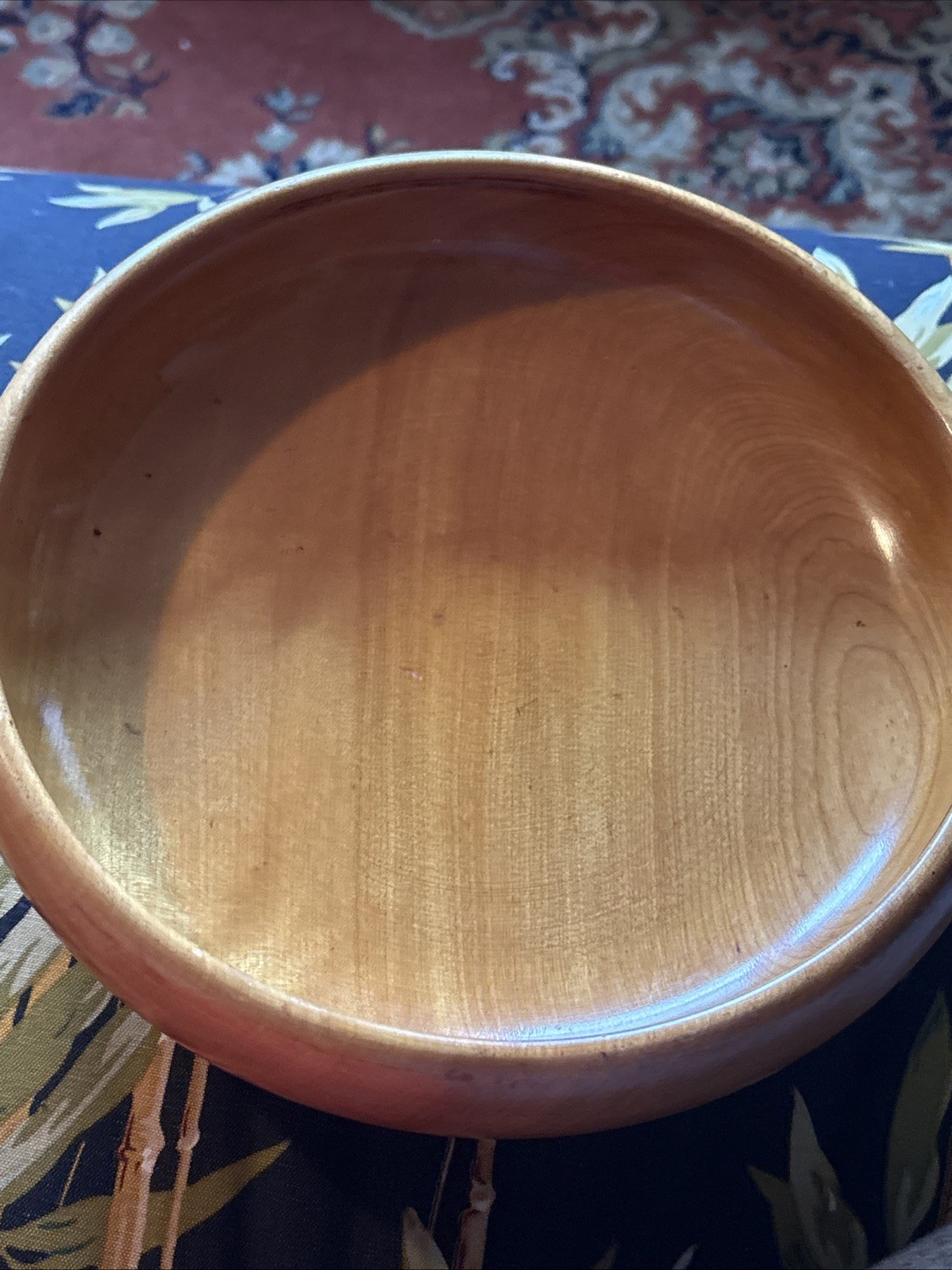 Solid Wood Salad Bowl 3 Sterling Silver Ball Feet Beautiful 9.5”