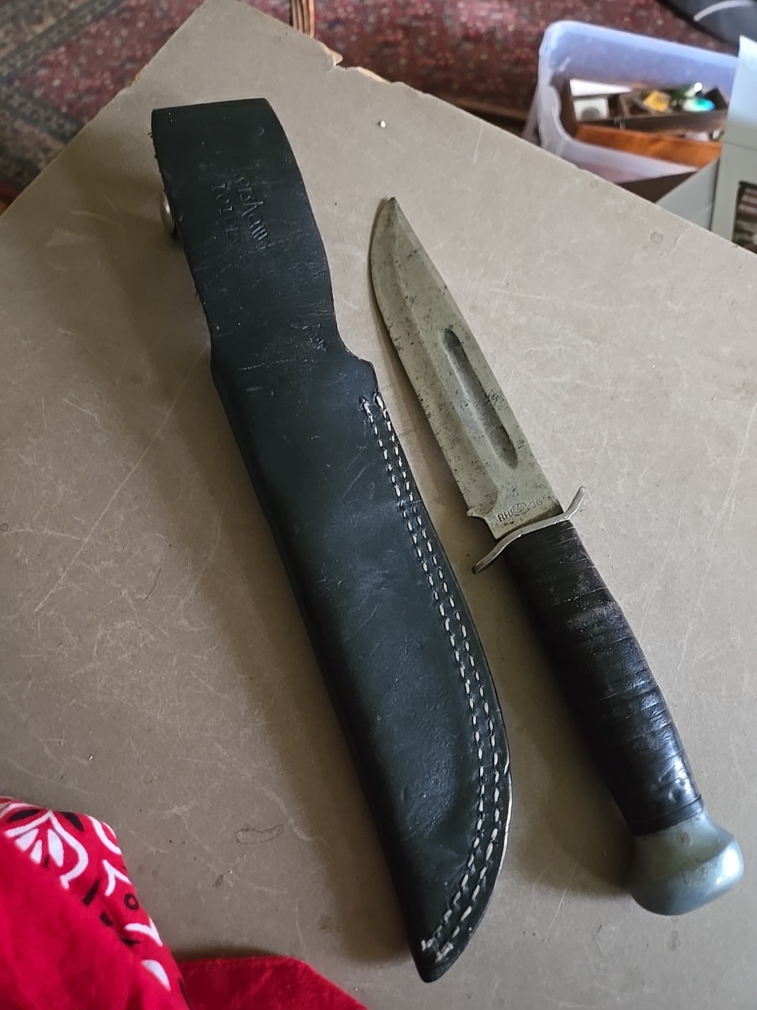 Vintage US WW2 Pal RH-36 Fighting Knife & Leather Sheath Please Read