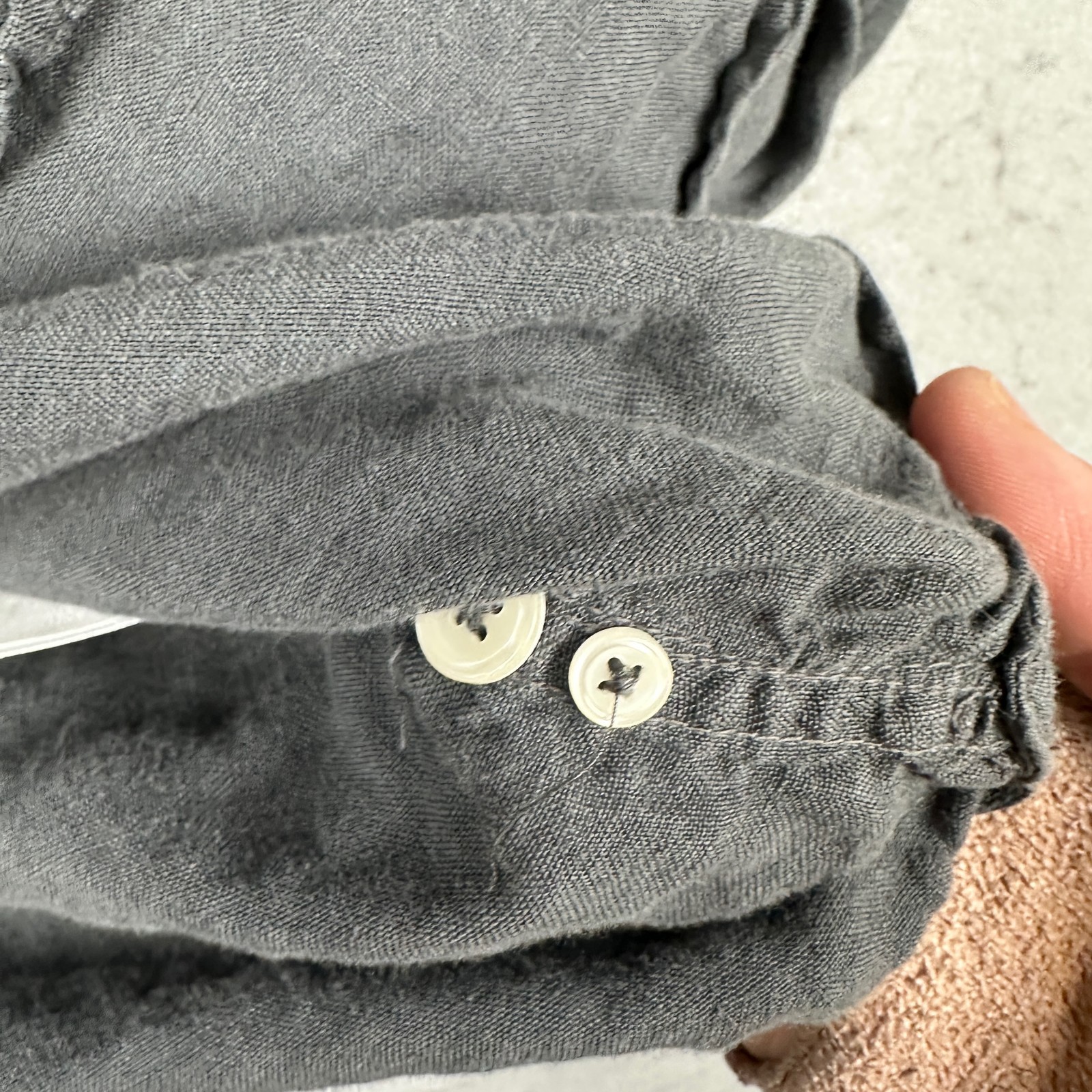 Abercrombie and Fitch Shirt Mens Large Gray 100% Linen Henley Popover Polo Y2K