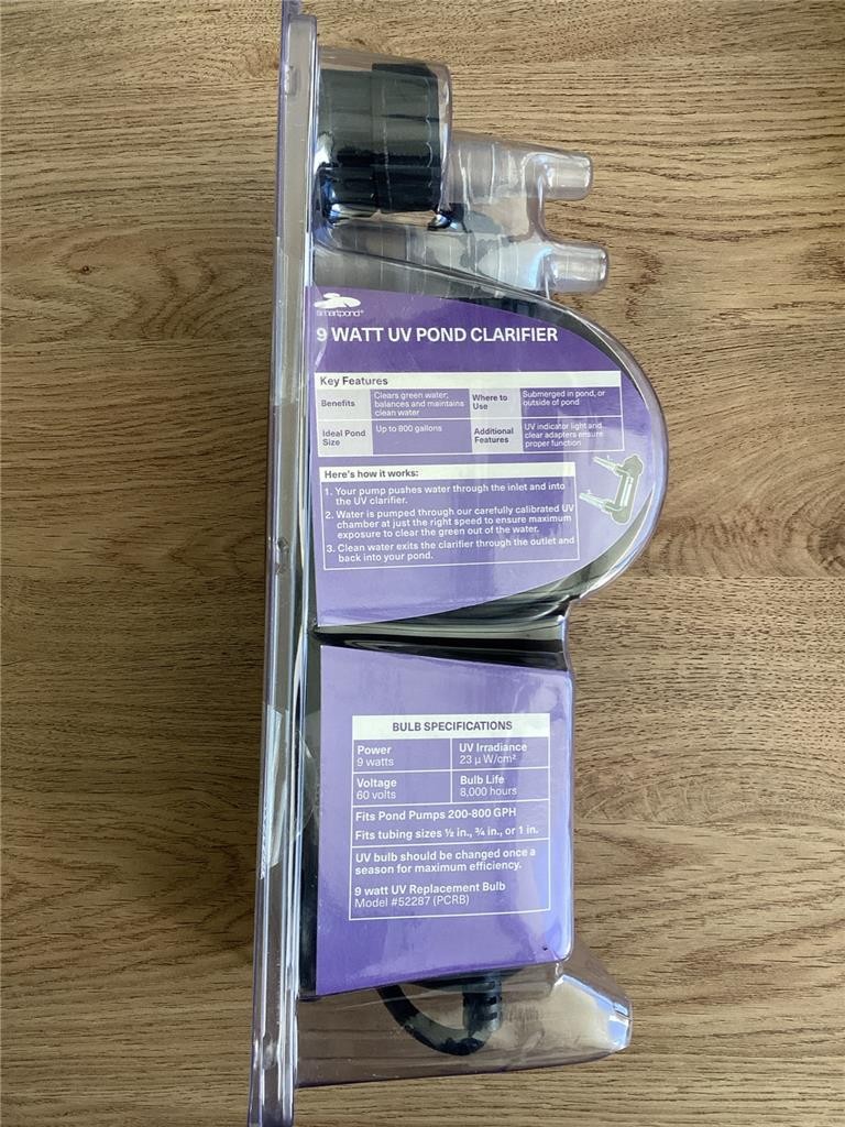+ SmartPond 9W UV Pond Clarifier Treats Up to 800 Gallons 52285 NEW