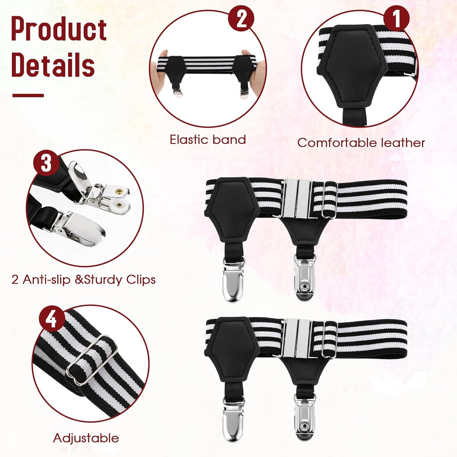 2 Pack Adjustable Men'S Sock Garters Suspenders Non Slip Sock Strap Suspenders