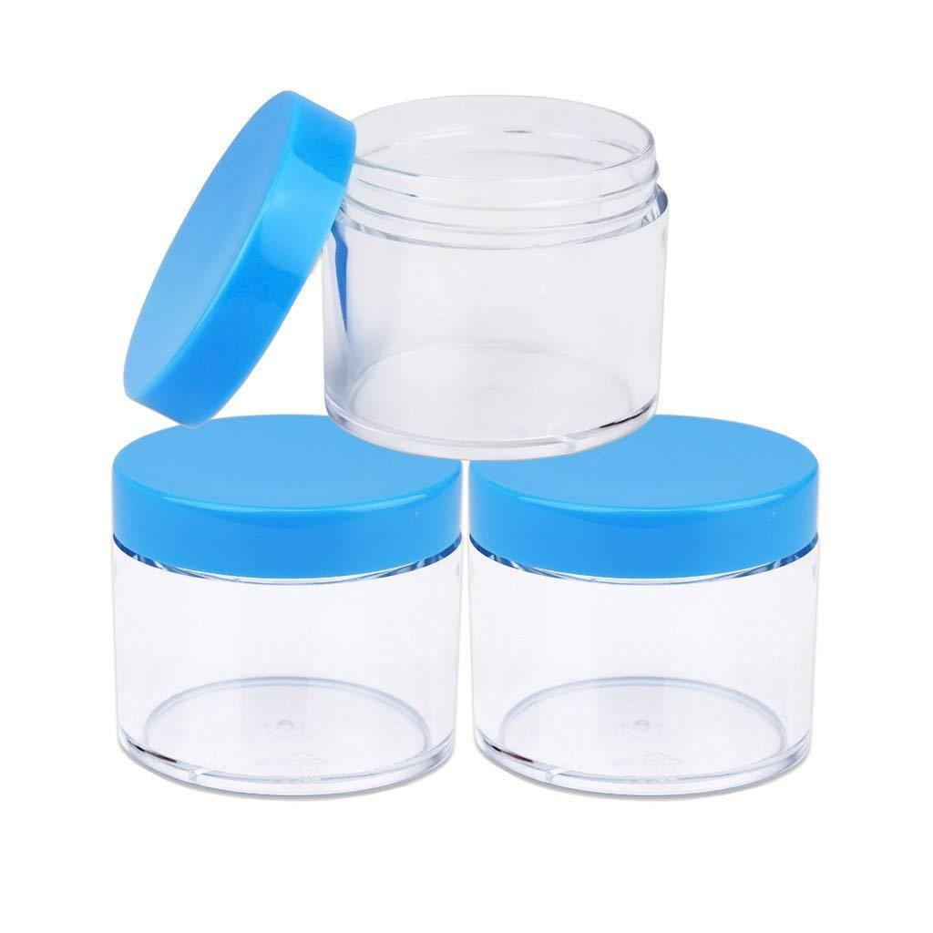3 Pieces 2Oz/60g/60ml HQ Acrylic Leak Proof Clear Container Jars w/Blue Lid