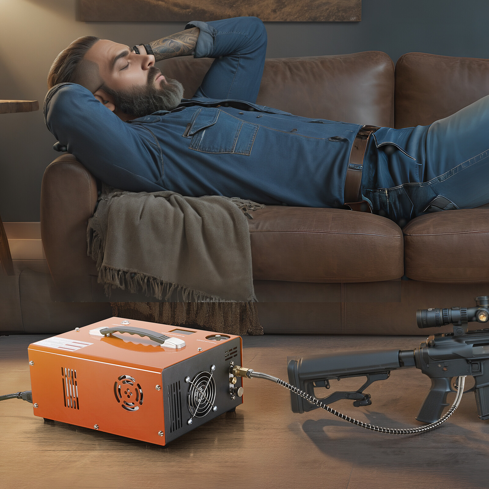 VEVOR PCP Air Compressor 4500PSI/30Mpa Built-in Converter DC12V/AC120V Auto-Stop