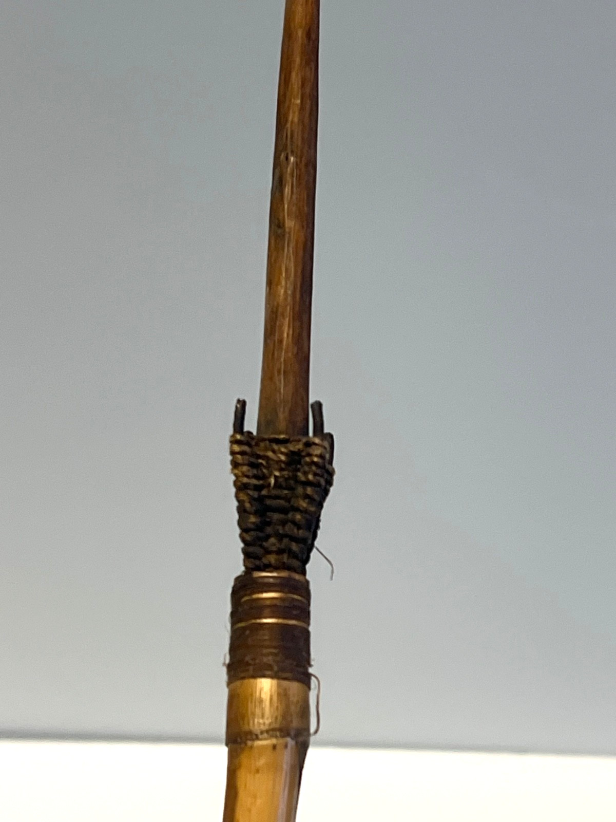 Original Native American Indian Arrow; Wood Tip; Feathers; Sinew; #B2