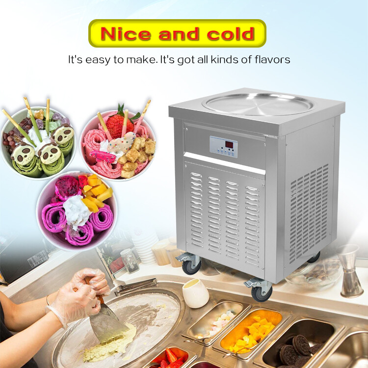 Kolice 22'' Single Pan Fried Ice Cream Machine Rolled Ice Cream Machine-ETL CE