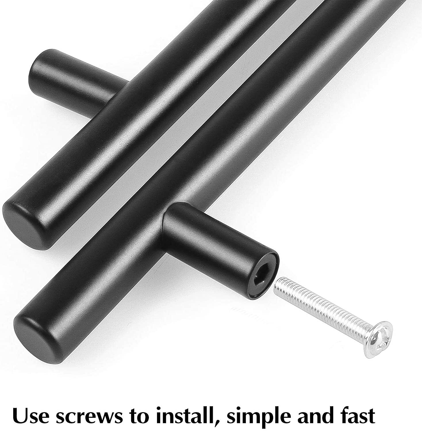 Black Modern Cabinet Handles T Bar Pulls Kitchen Drawer Hardware Stainless Steel