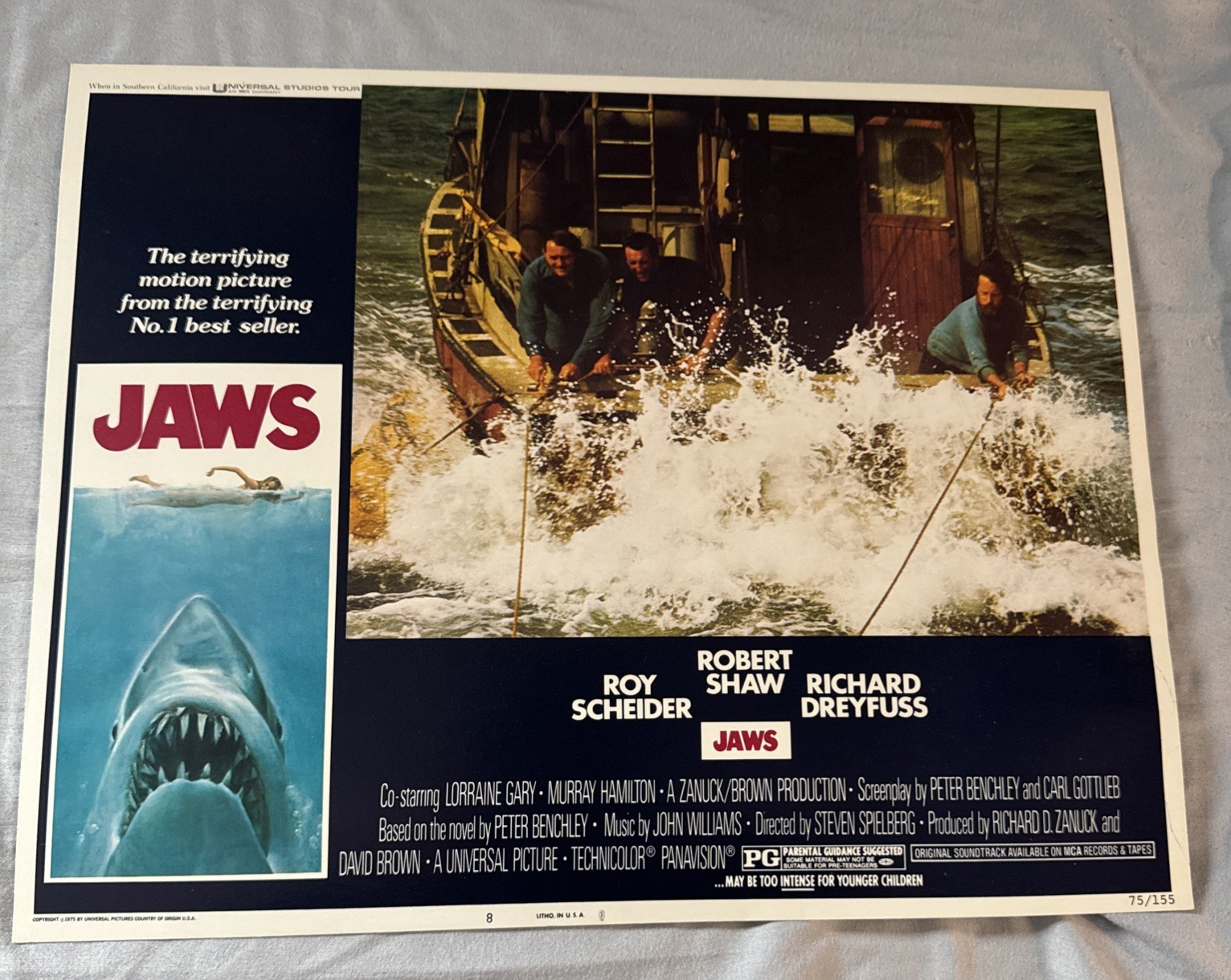 JAWS Original 1975 Movie Deluxe Lobby Cards Near Set 7 Of 8 11x14 + Promo Packet