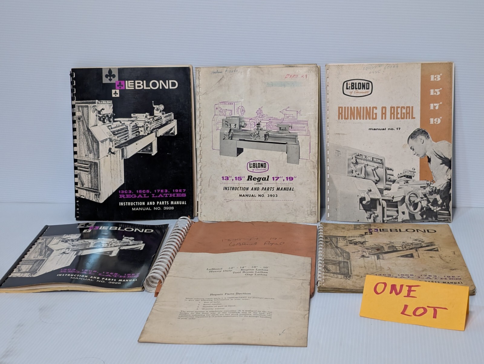 Lot of 6 LeBlond Instruction and Repair Parts Manuals, Varying Types-As Pictured