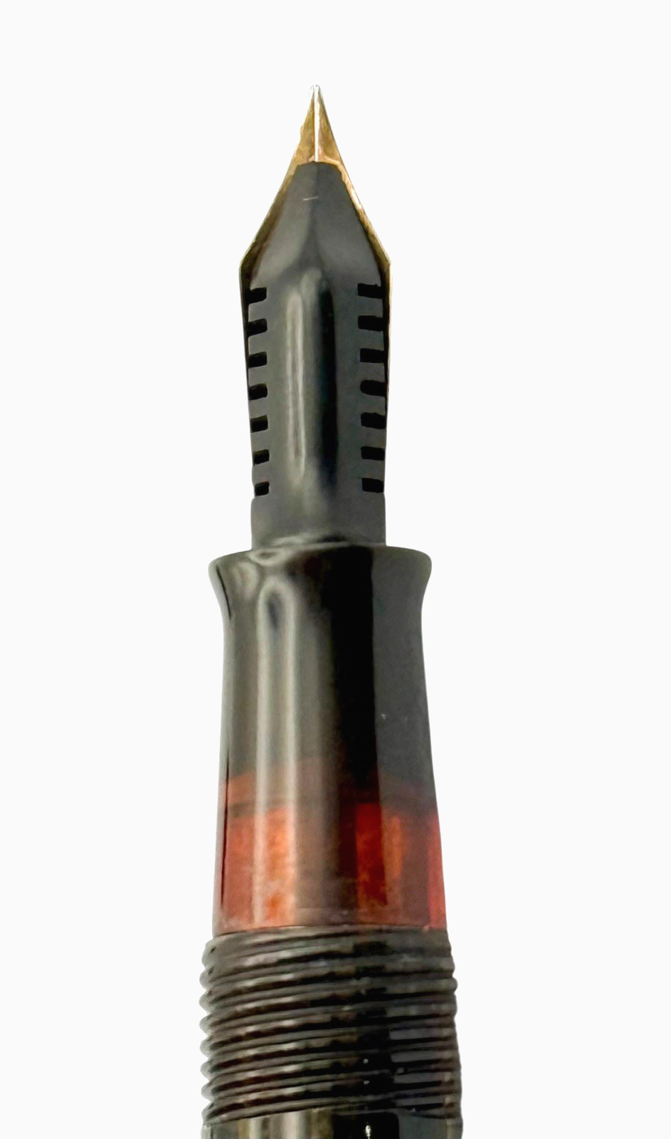 Vintage Sheaffer White Dot Balance Fountain Pen Golden Brown Striped Restored