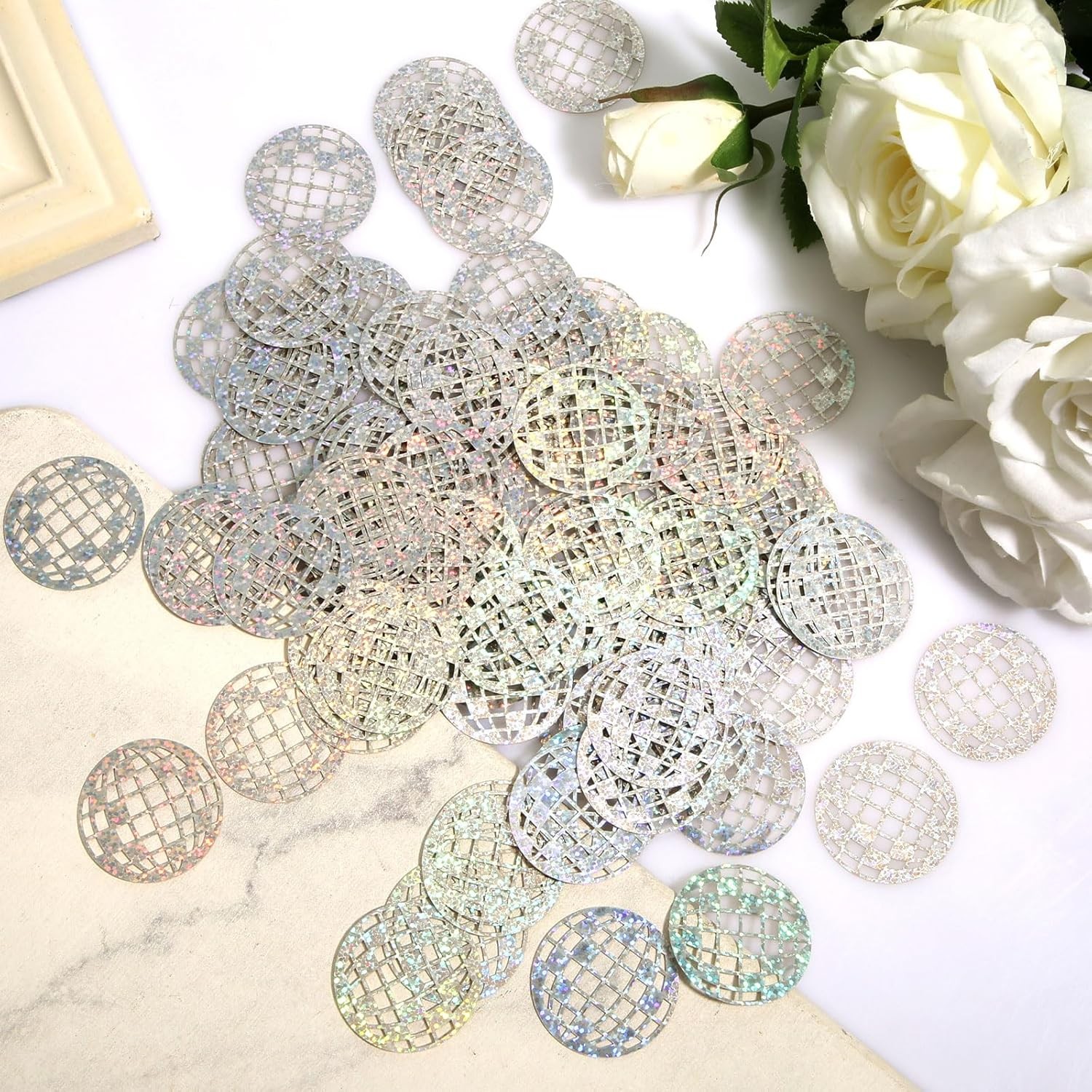100pcs Glitter Disco Ball Table Confetti, Disco Theme Party Confetti for Bachelo