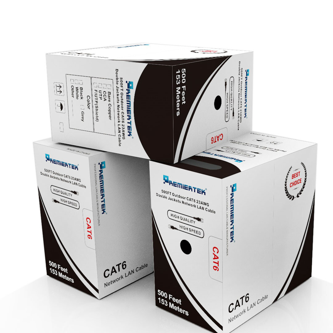 500ft CAT6 UV Shielded F/UTP Waterproof Outdoor Direct Burial Network LAN Cable