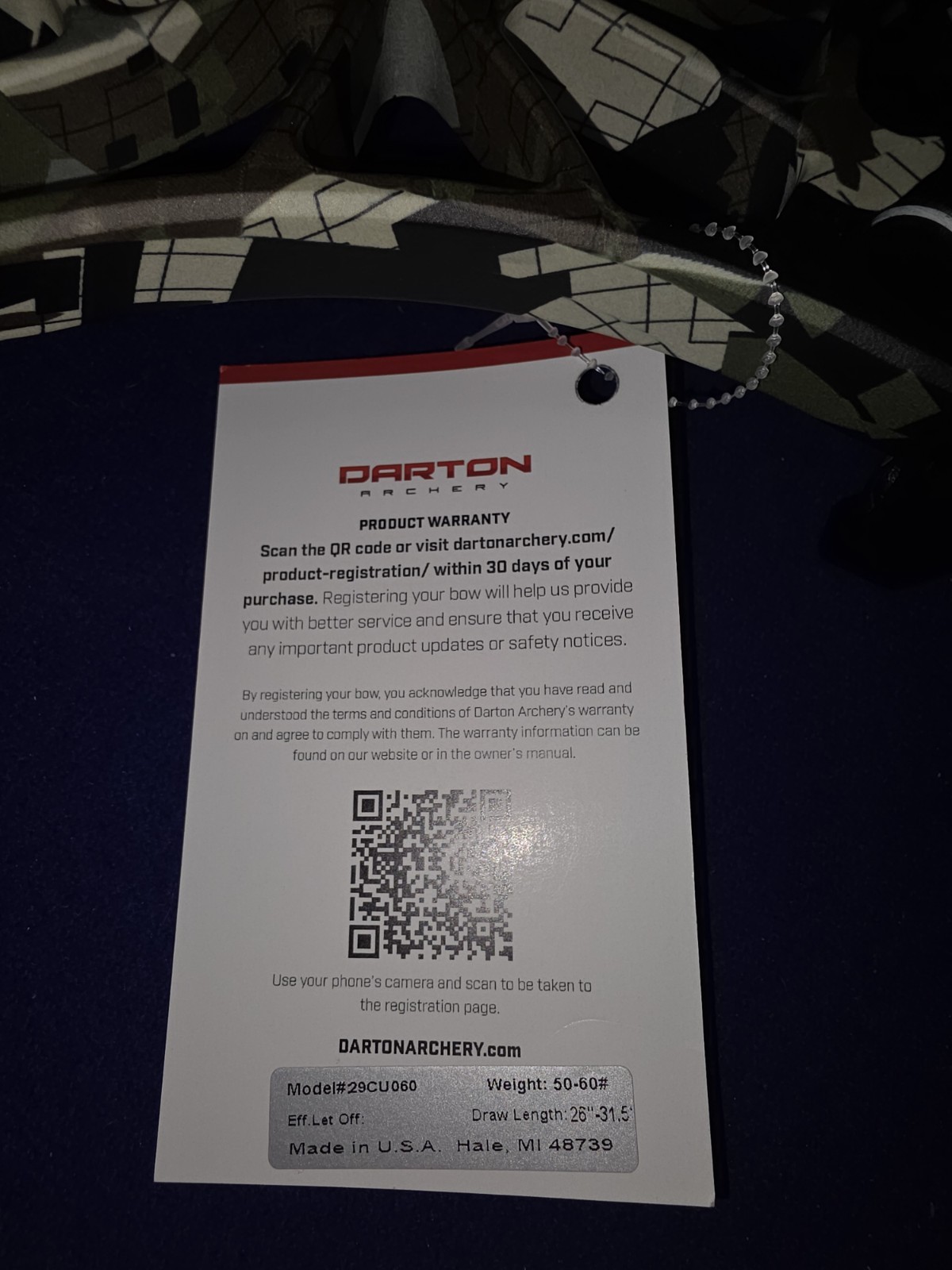 Darton Consequence Right Hand 60# Ursi Emerge 2.0 Camo - Brand New - 54