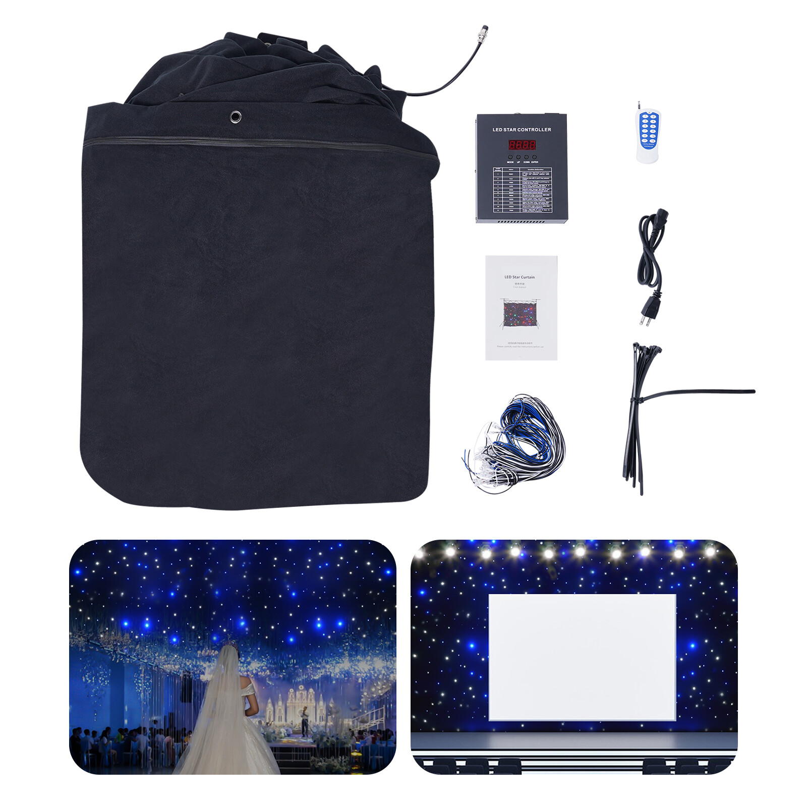 20x10FT DMX512 LED Star Stage Backdrop Curtain Background Starry Sky +Controller